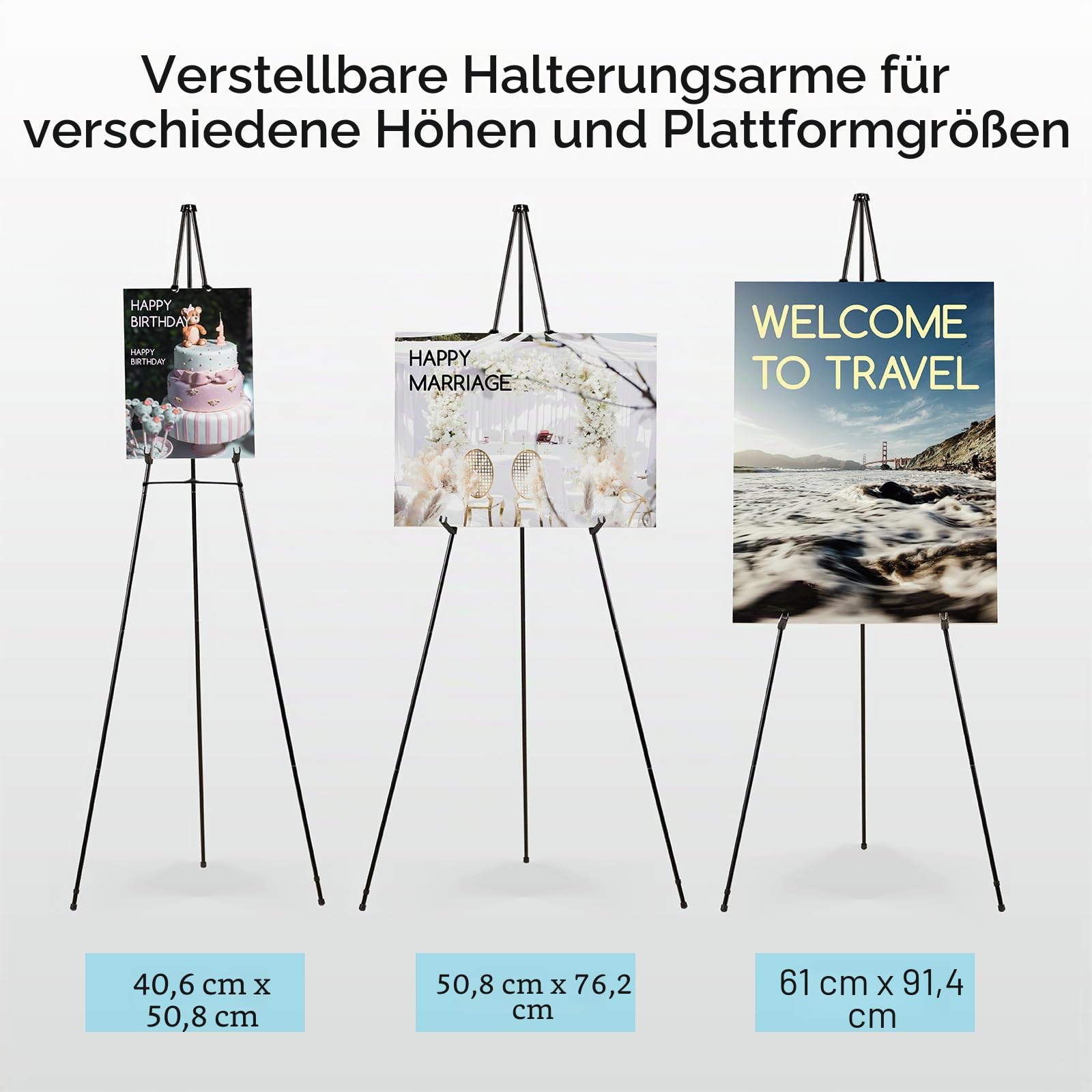 MEEDEN 6 Stück Staffelei Groß Metall, 160cm Leinwandständer für Malerei und Display mit Tasche, Leichte und Robuste Hochzeitsstaffelei für Hochzeit, Malerei Leinwand, Plakate | Tragbarer, faltbarer Instant-Staffelei-Ständer für Hochzeit, Malerei, Leinwand