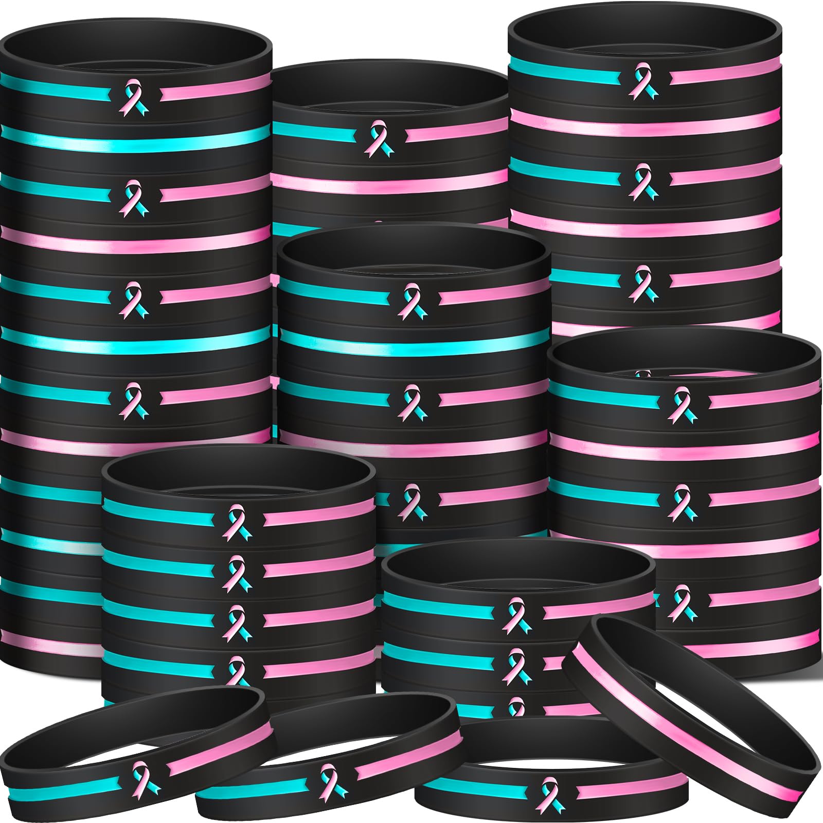 Hiboom 100 Pcs Infant Loss Awareness Silicone Bracelet Bulk