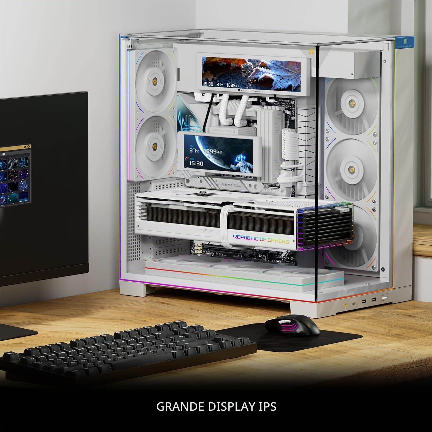 TR Trofeo Vision 9.16 LCD bianco, risoluzione 1920x480, supporta la commutazione tra più immagini/video dinamici, schermo magnetico da 9,16 pollici, personalizzazione di immagini/video visualizzati