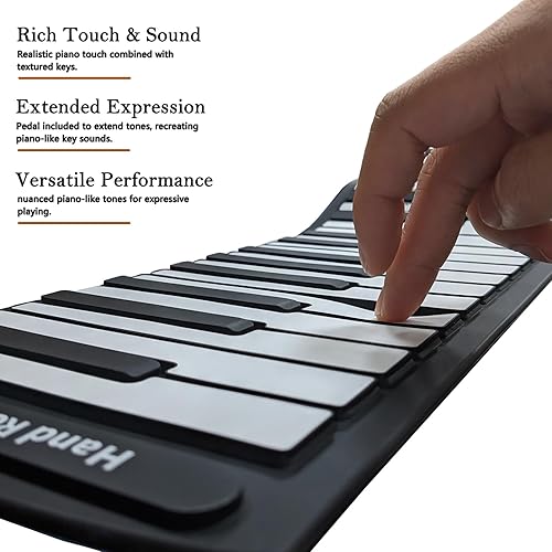 Miniatura 2 de Teclado flexible de piano enrollable de 61 teclas con pedales, teclado digital electrónico diferente de timbres, ritmos, canciones y otros equipos