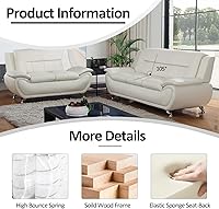 Vista 3 de Juego de sofá y sofá biplaza, juego de sofá de piel sintética, juego de muebles de sala de estar, juego de sofás blancos para sala de estar