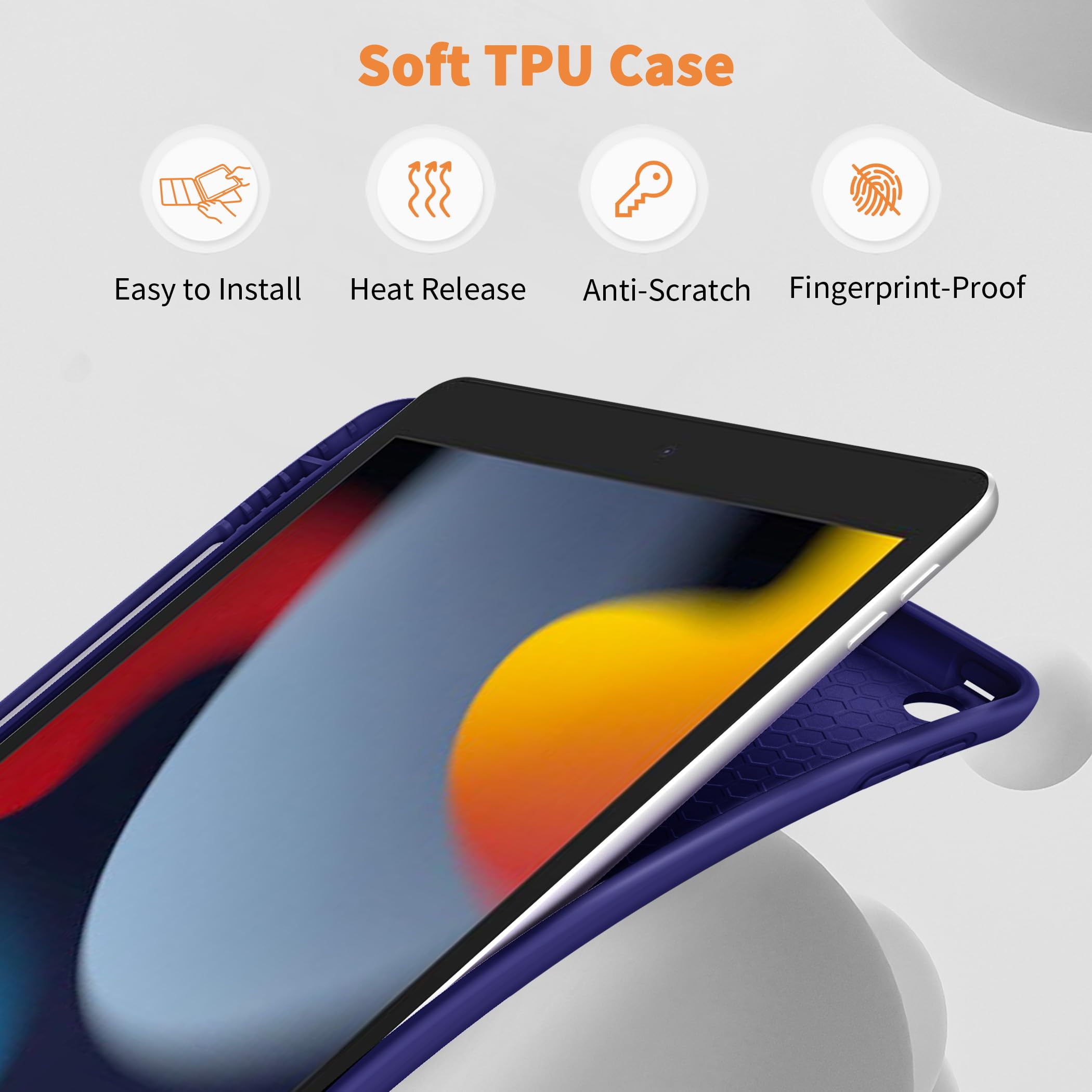 CACOE Cover Custodia Compatibile con iPad 9a Generazione 2021/iPad 8a Gen 2020/iPad 7a Gen 2019, Leggero Cover Protettivo Supporto con Pencil Holder per iPad 10.2 Auto Sveglia Sonno, Blu navy