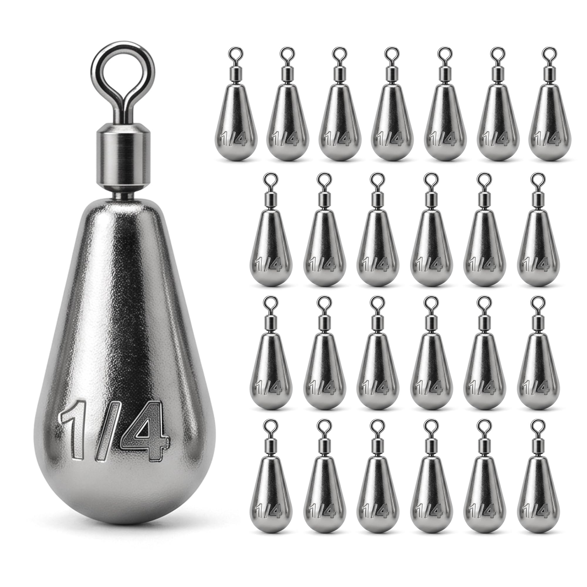 Poids de pêche Drop Shot avec émerillon roulant - Plomb profilé - Pour pêche en eau douce et salée, silure, bar, pêche et bas de ligne
