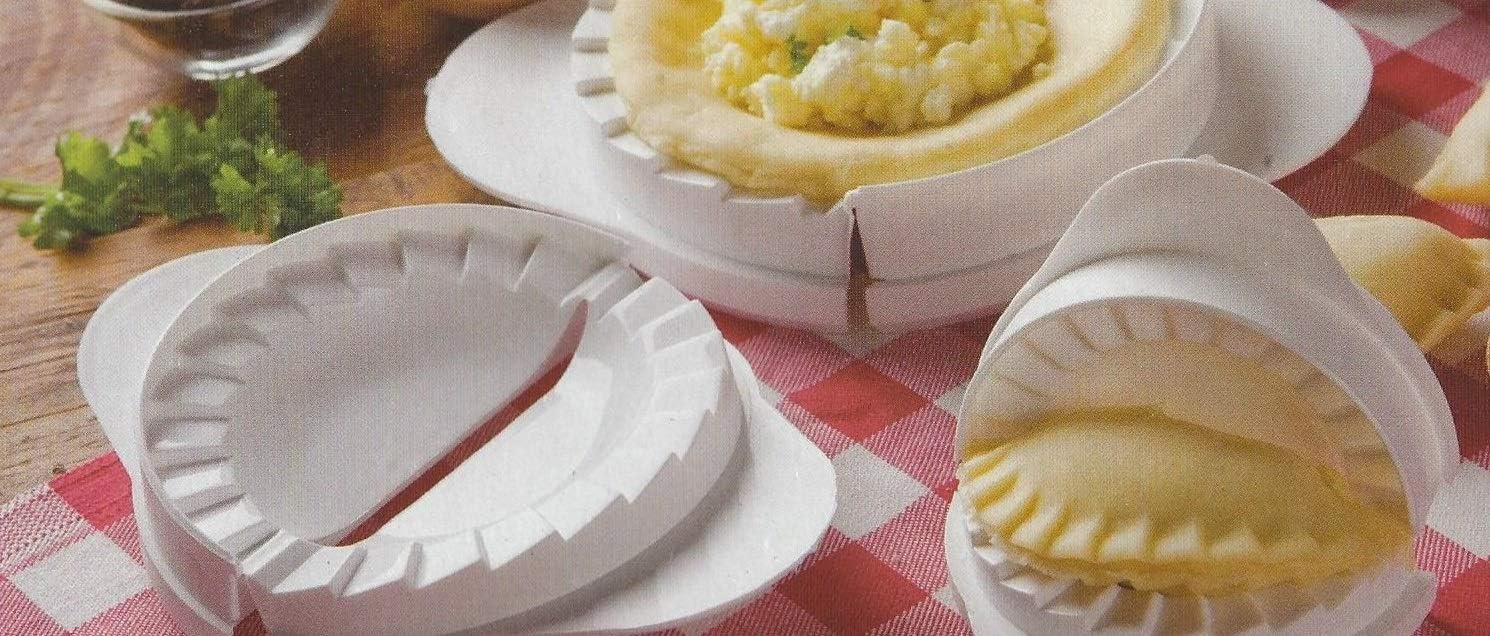 Tredoni 3 Dumplings/Ravioli Moulds Set -Sizes 2.6+3.4+4.1 inch- Dough Press Stamp Cutter, Samosa/Empanadas Maker Mold