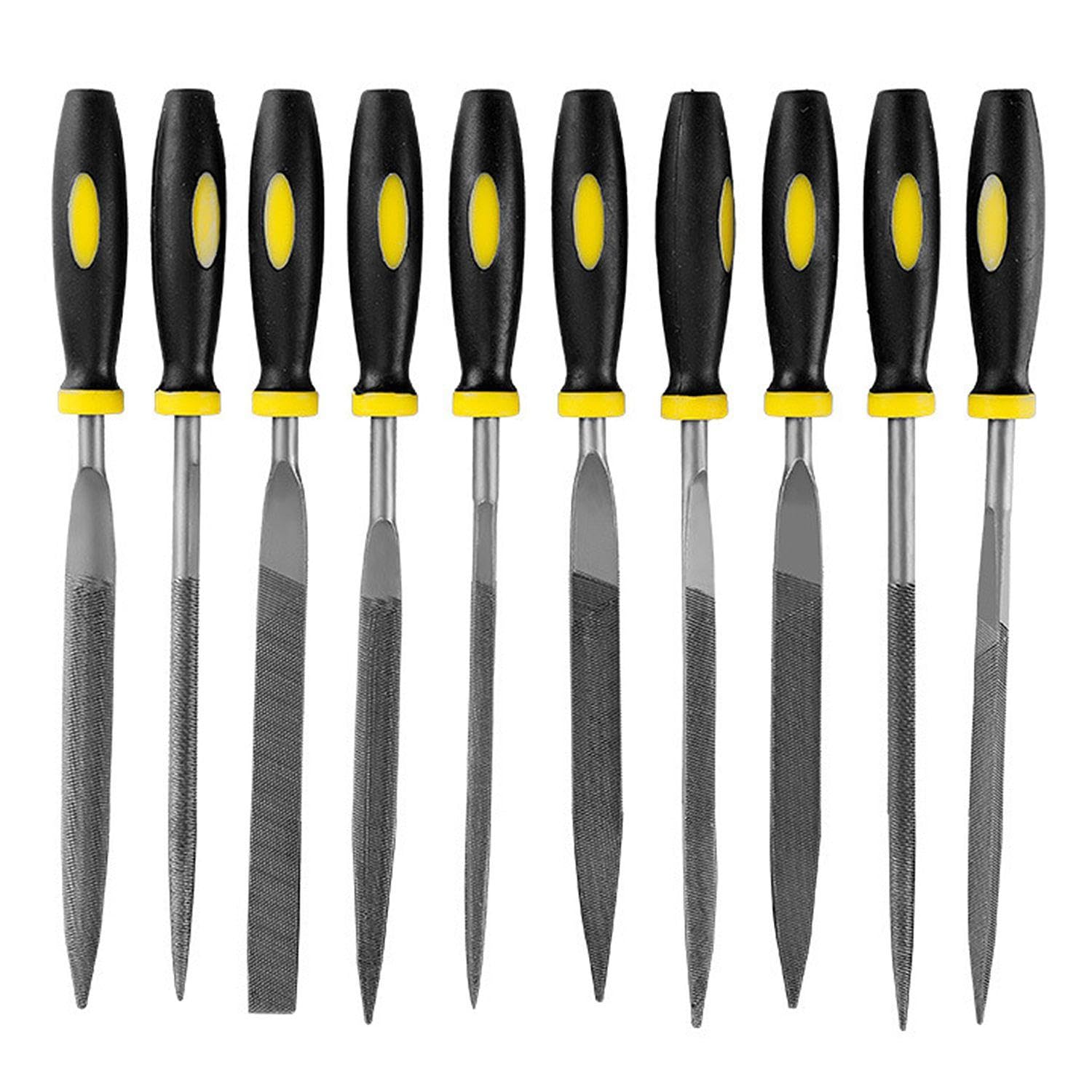 10 Pezzi Di Strumento Di Macinazione Frustrazione Coltello, Acciaio Ad Alto Tenore Di Carbonio Frustrazione Coltello, Non-Slip Rivestito In Gomma Maniglia, Tra Cui Flat File, File Rotondo.