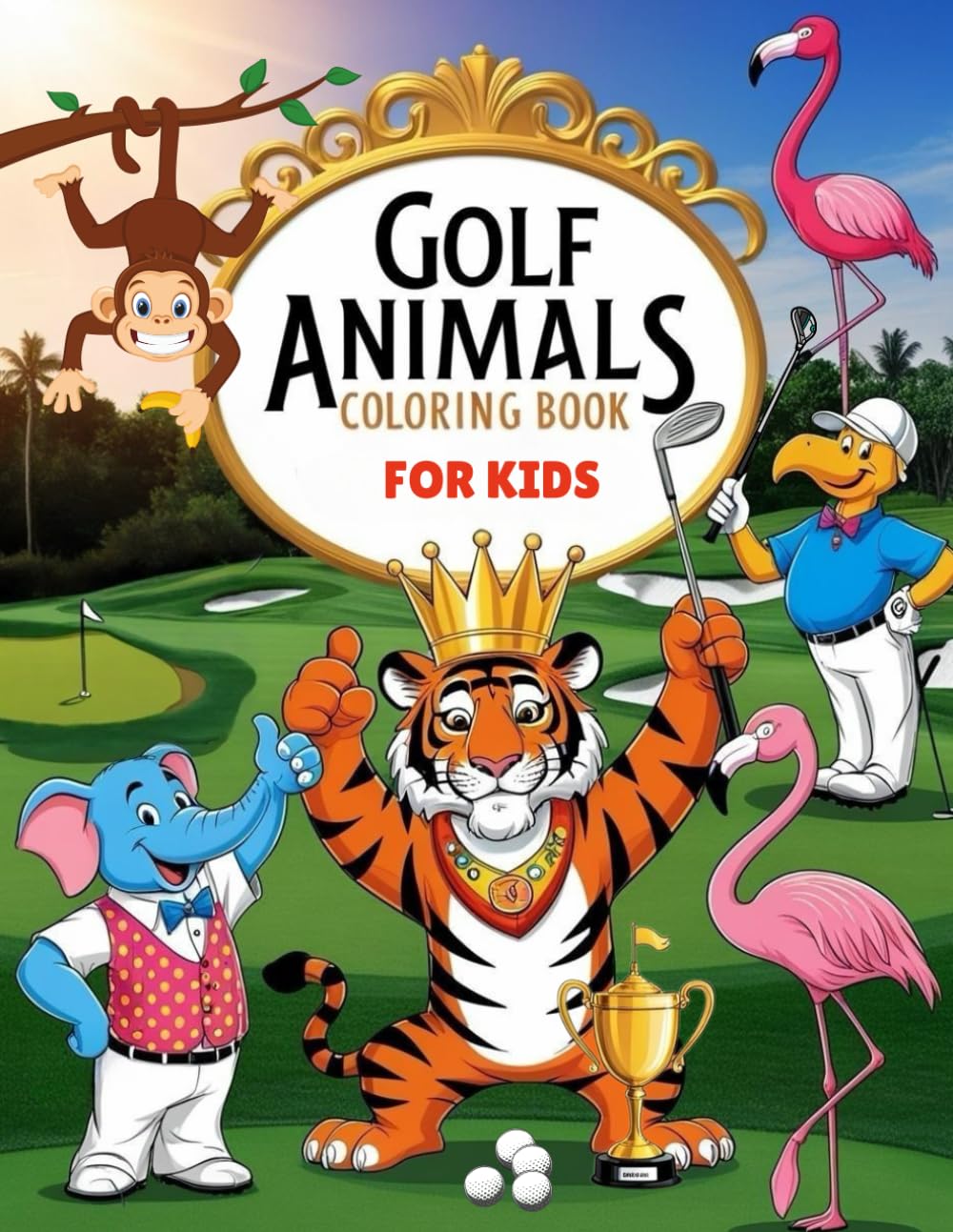 Golf Animals: A Fun Coloring Book with Cute Animal Golfers for Kids: 25 Playful Golf-Themed Pages Featuring Lions, Owls, Giraffes and More!