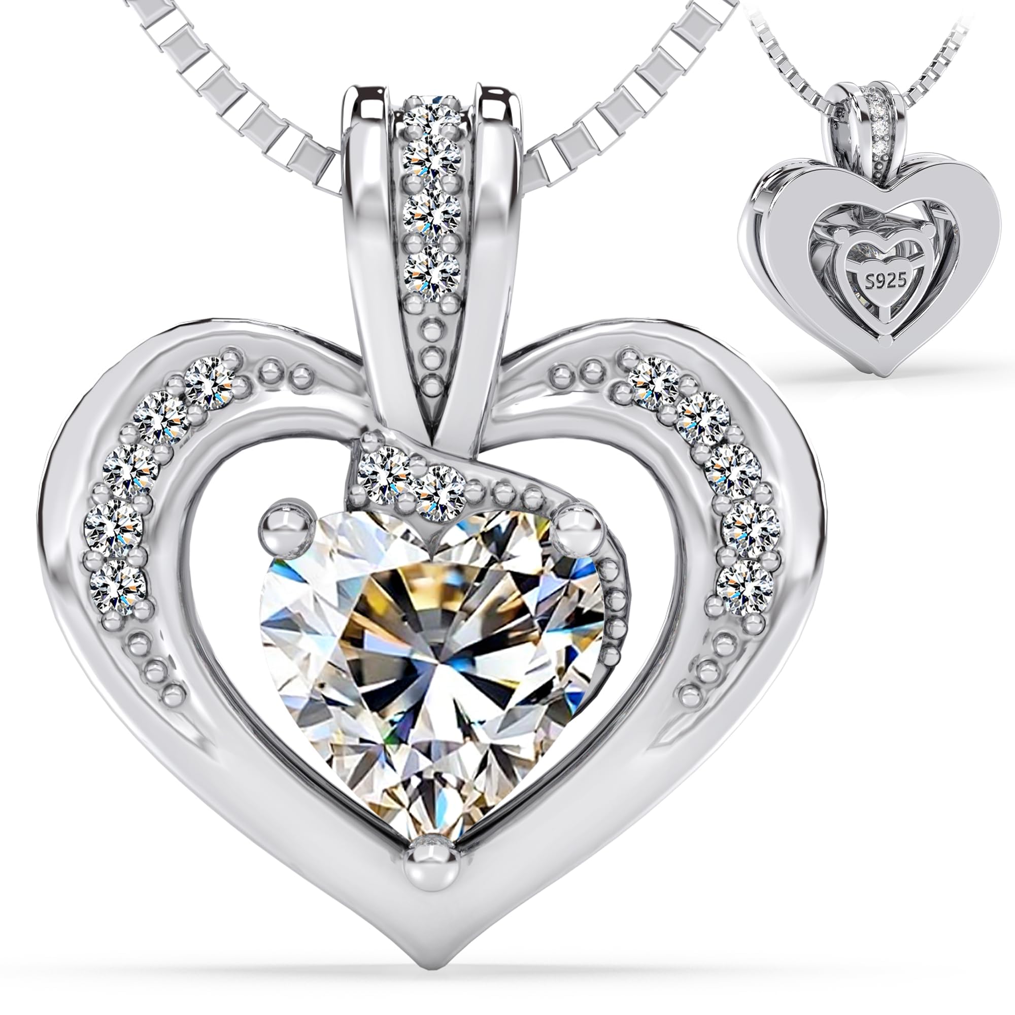 Moissanite Heart Necklace for Women