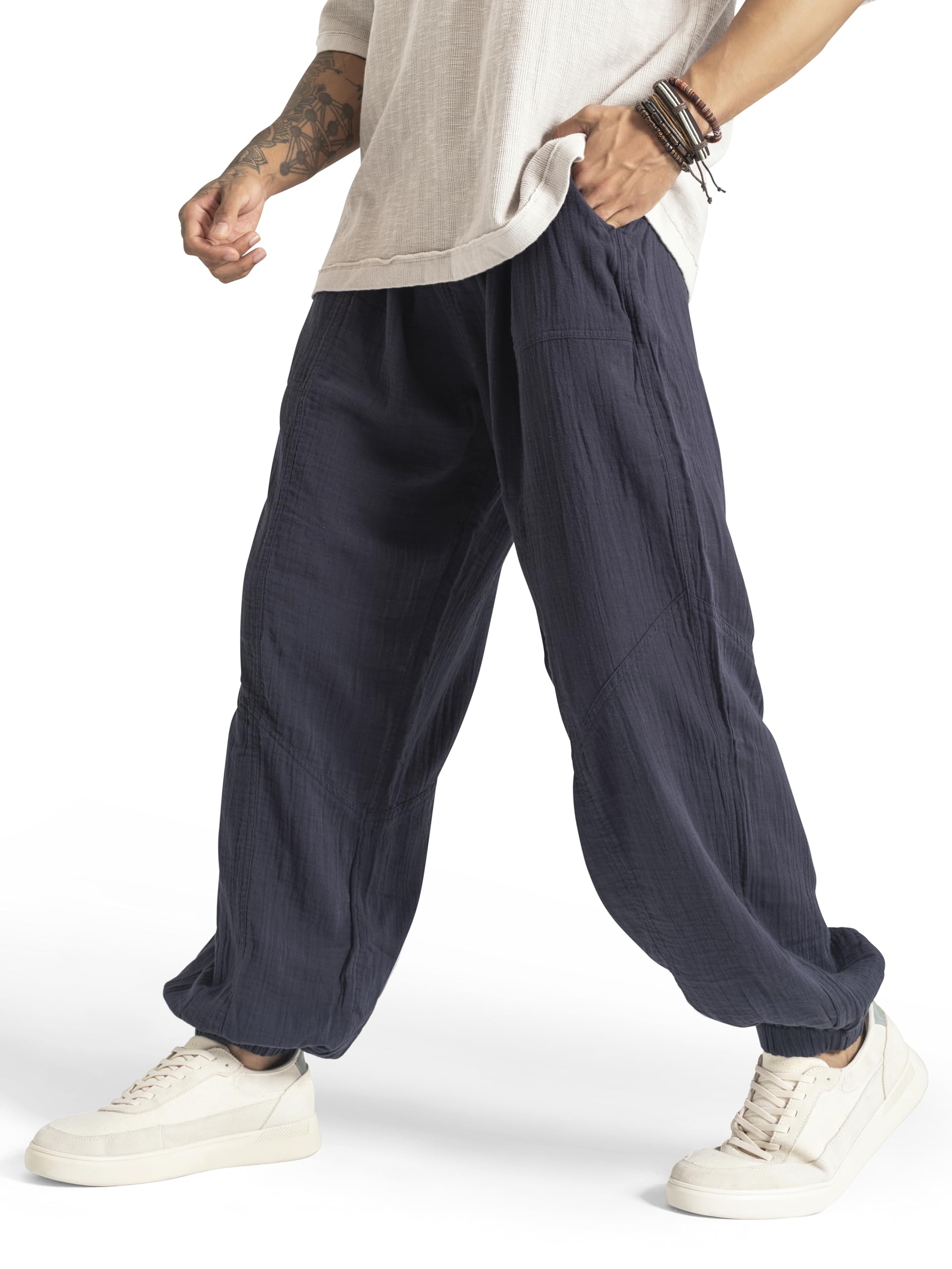 The Veshti Company Men’s Cotton Pants – Lightweight Boho Harem Drawstring Trousers – Soft Travel Yoga Pants-image-19