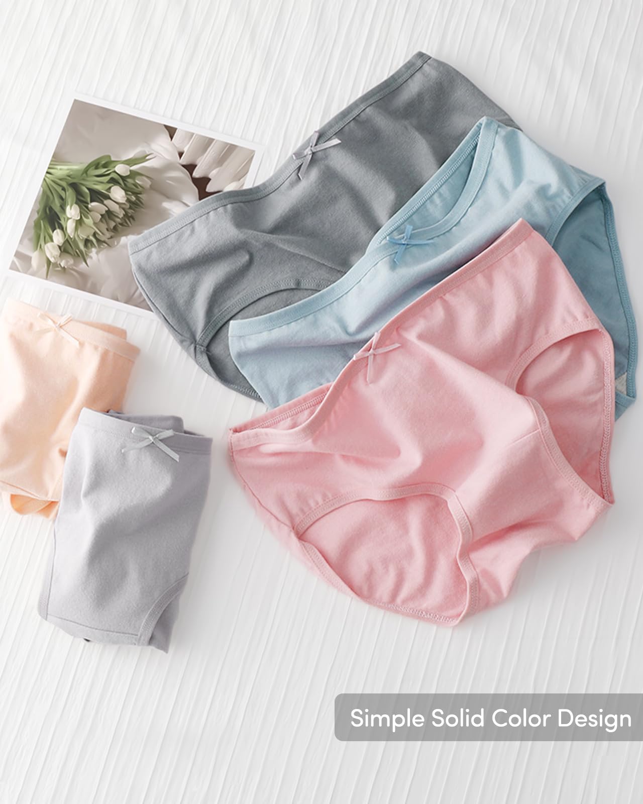 Domee Slip Cotone Intimo Tinta Unita Mutande Ragazza Pacco da 8