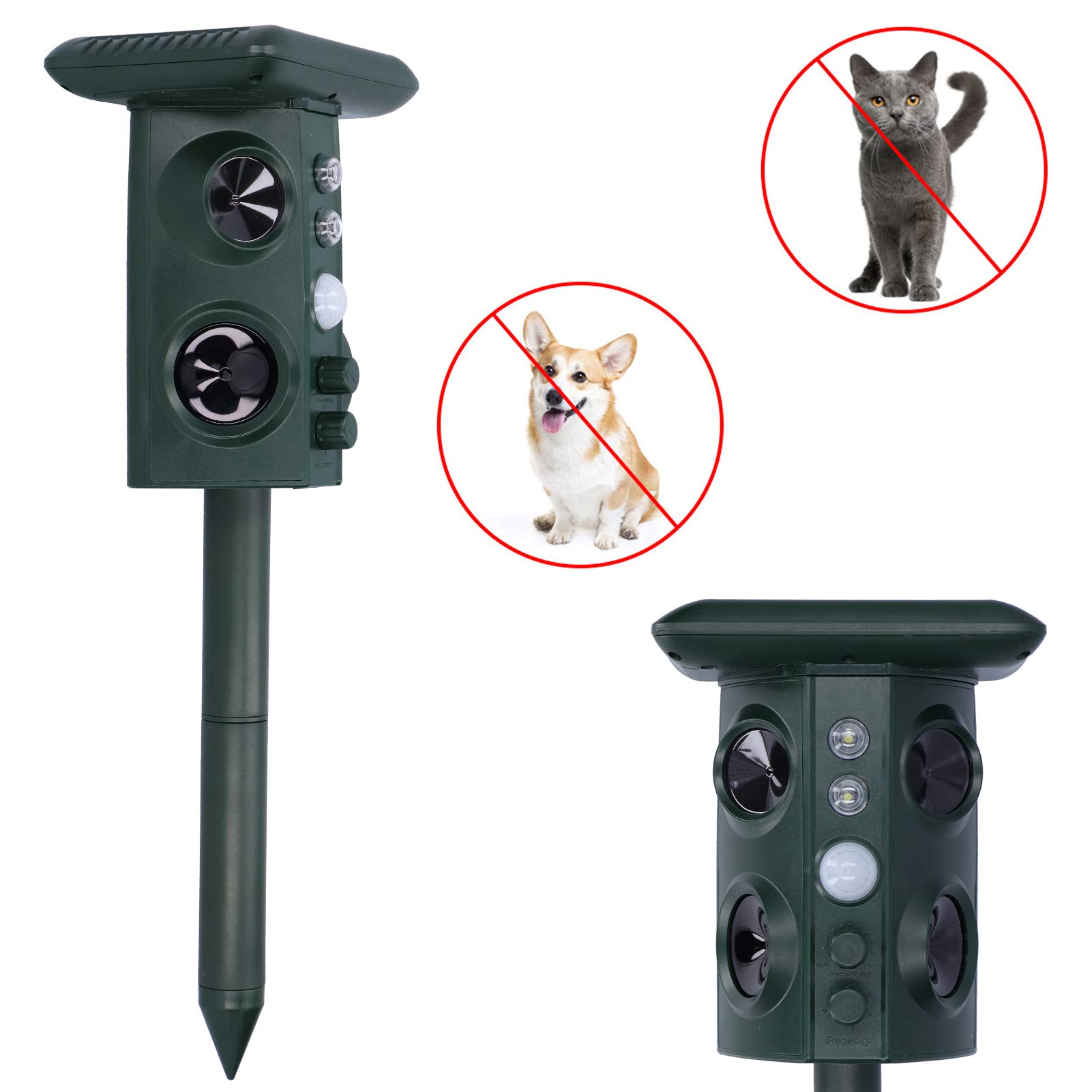 Repellente ad ultrasuoni Eujgoov, repellente per animali all'aperto Repellente solare ad ultrasuoni repellente per animali da giardino