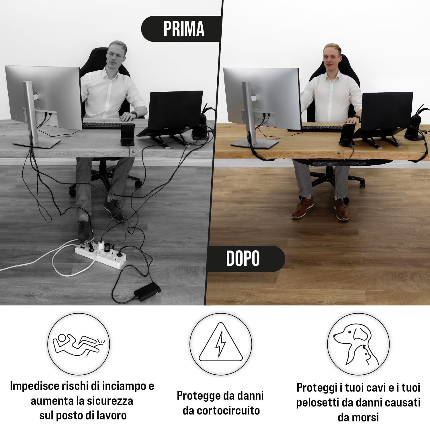 VIVO Nero 152,4 cm sotto la scrivania Privacy e gestione dei cavi Manica, Kit di pannelli per il sistema di pannelli, DESK-SKIRT-60
