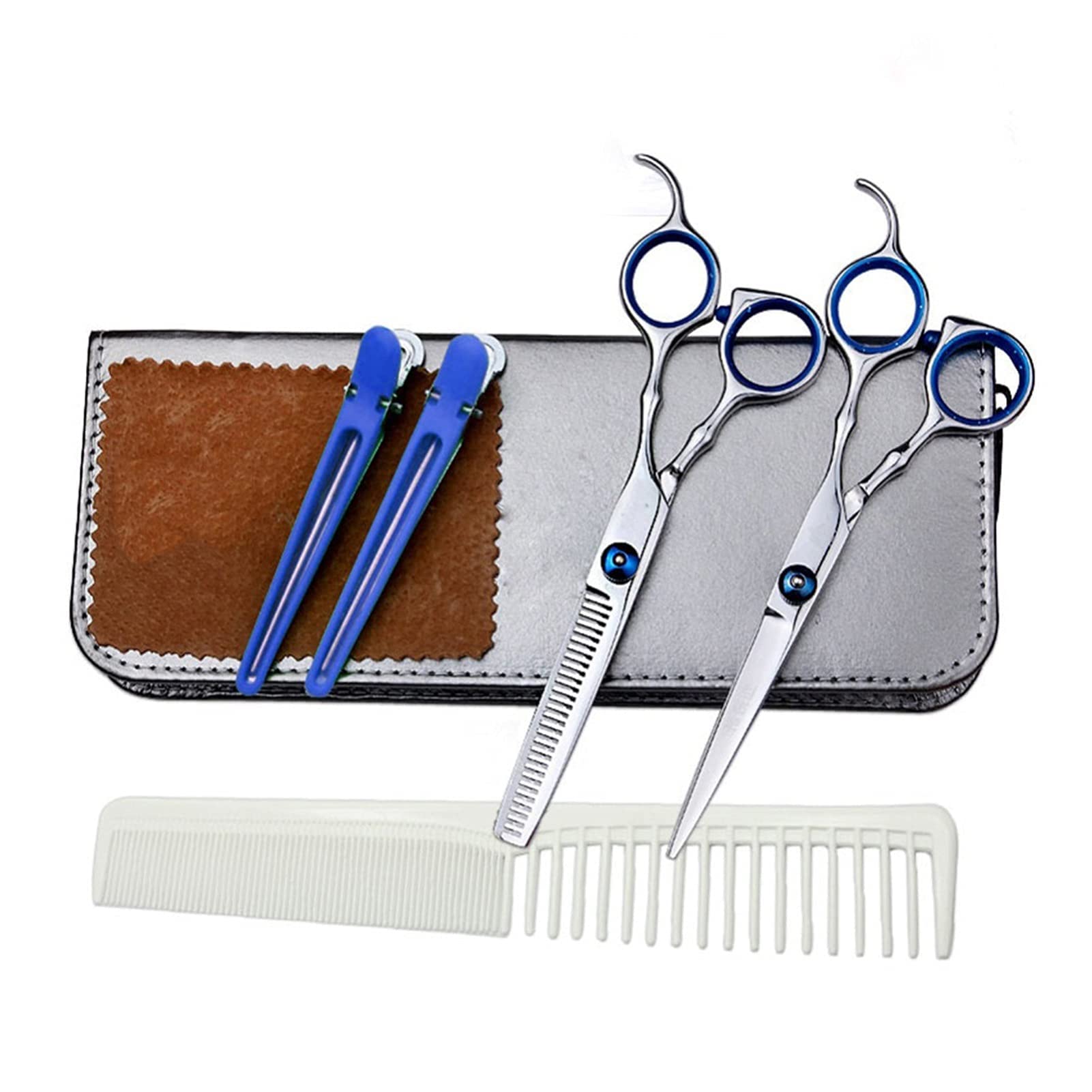 Ciseaux de Coiffure Professionnels, Outils de Coiffure, kit d'outils de barbier, Ciseaux à effiler, Ciseaux de coiffage, Acier Inoxydable, Rouge et Blanc