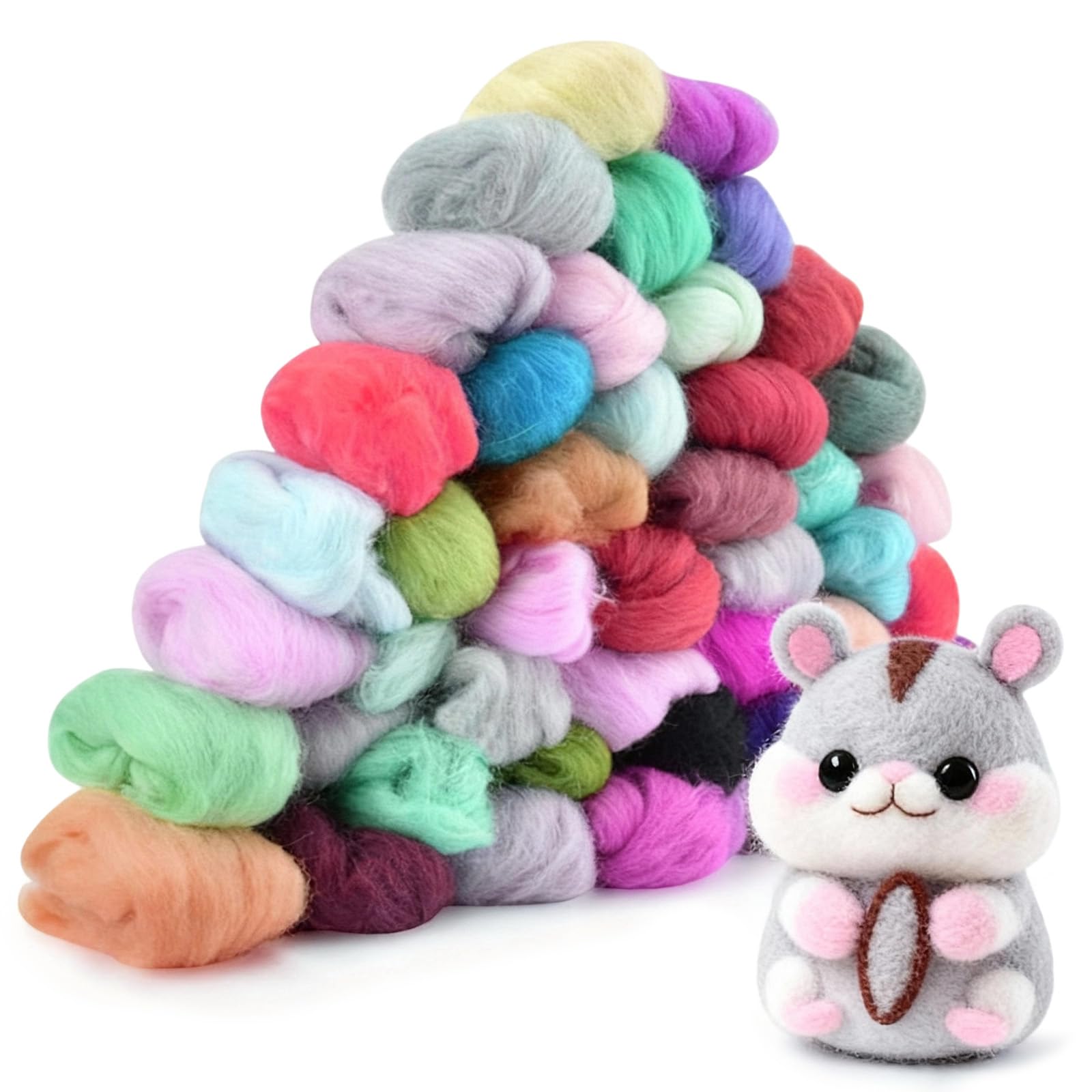 ZY-otu Filzwolle, 36 Farben Filzen Starterset, 108g Märchenwolle zum filzen für Nass- & Trockenfilzen Kreatives Filzen Starterset zum Stricken für DIY Handwerk, Bastelprojekte & Handarbeiten