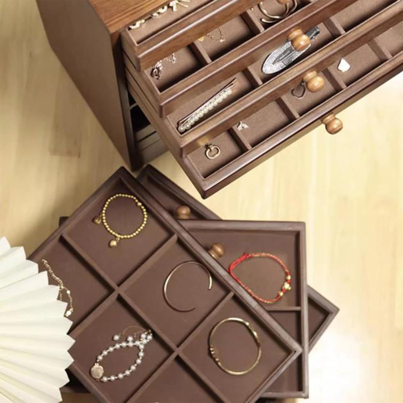 Schmuckschatulle, Schmuckschatulle Aus Holz, 10-Lagige Schmuckschatulle Mit Schublade, Extra GroßE Schmuck-Organizer-Box FüR Frauen Als Geschenk, Personalisierte Schmuckschatulle Aus Holz