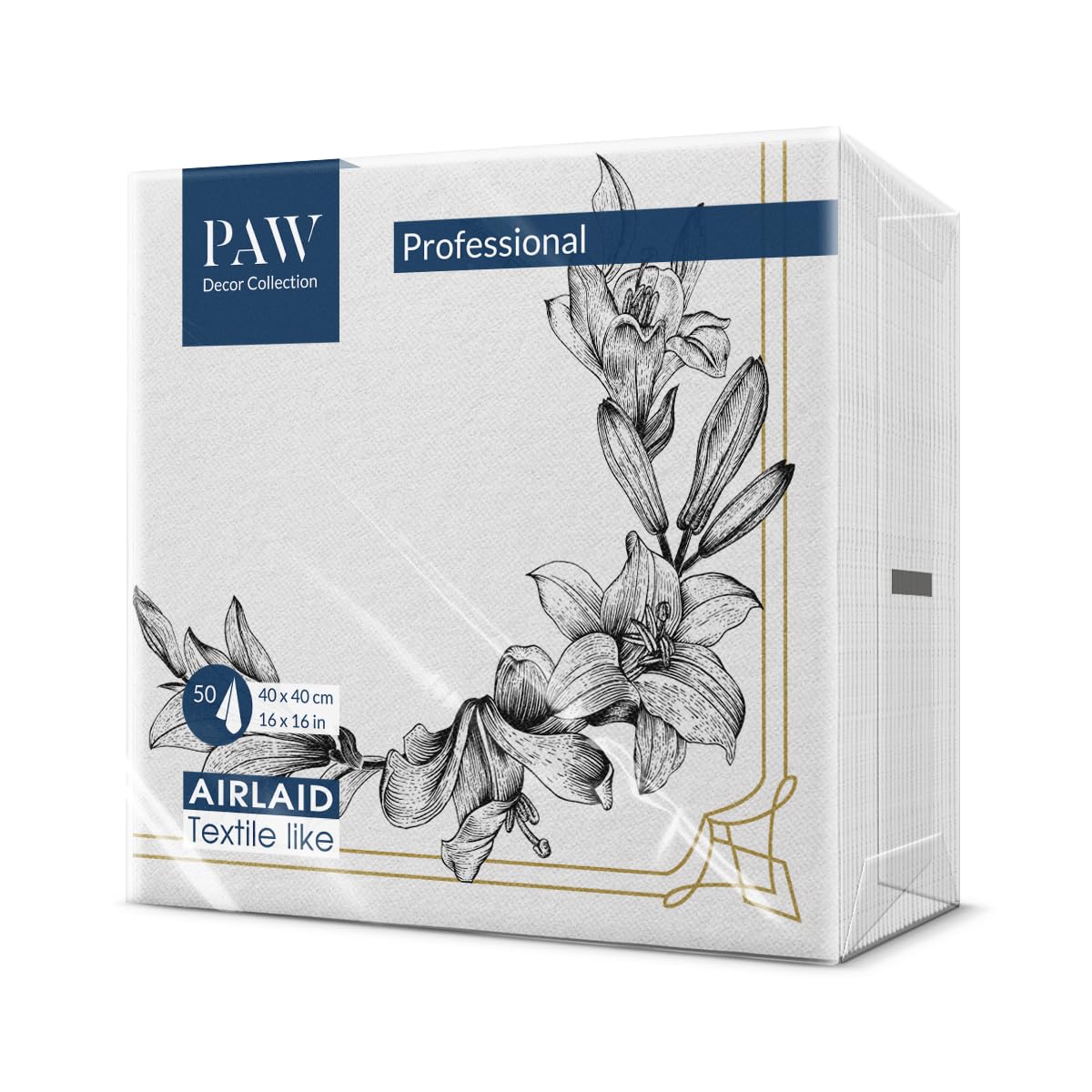 PAW - Airlaid Servetten (40 x 40 cm) I 50 Stuks I Ideaal voor Bruiloft, Doop, Communie, Verjaardag I Hoogwaardige Tafeldecoratie Stoffen Servetten I Servetten Stofachtig I Wilgentak
