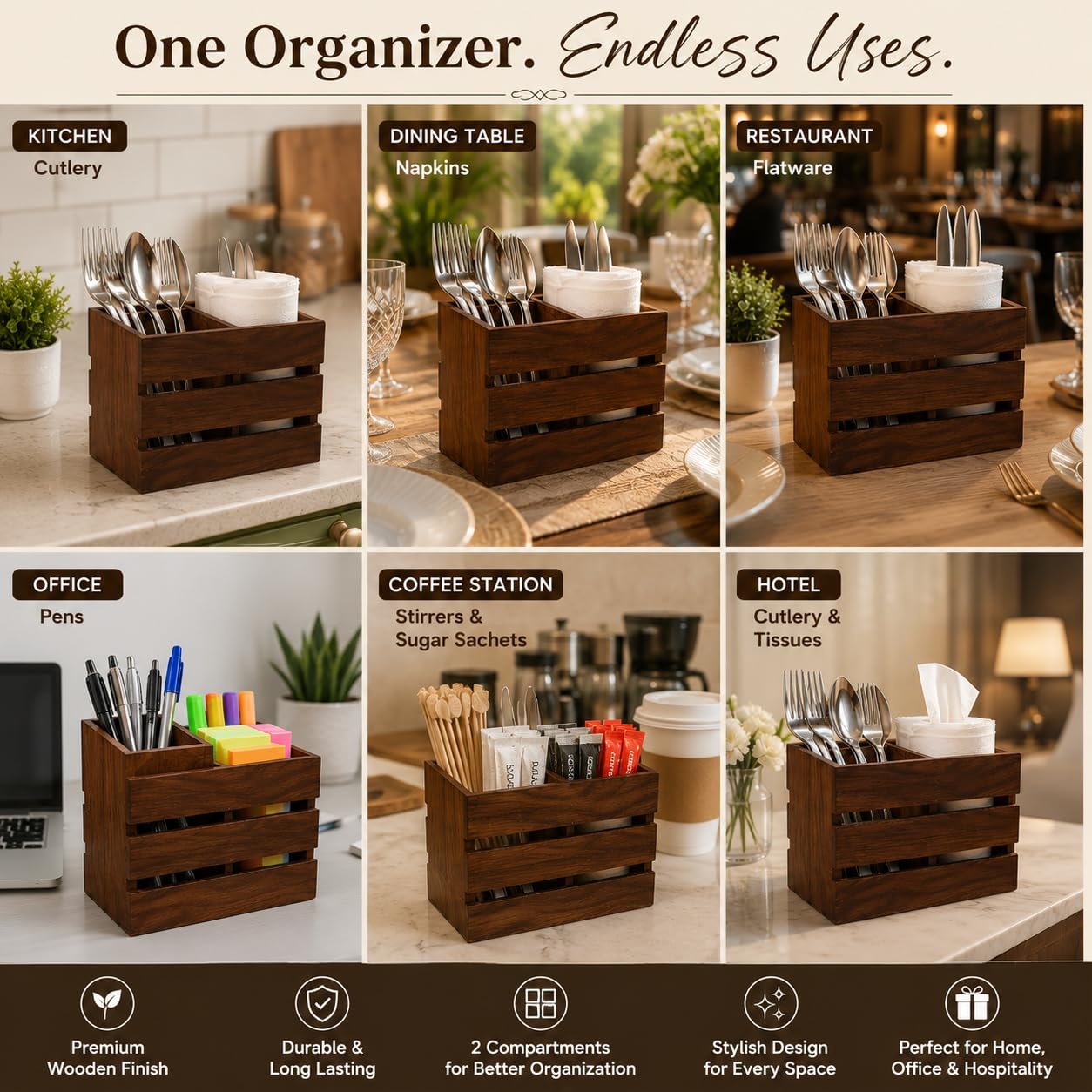 Wooden Spoon Holder - Cutlery Rack for Dining Table -3 Wooden Spoon Holder - Cutlery Rack for Dining Table -3