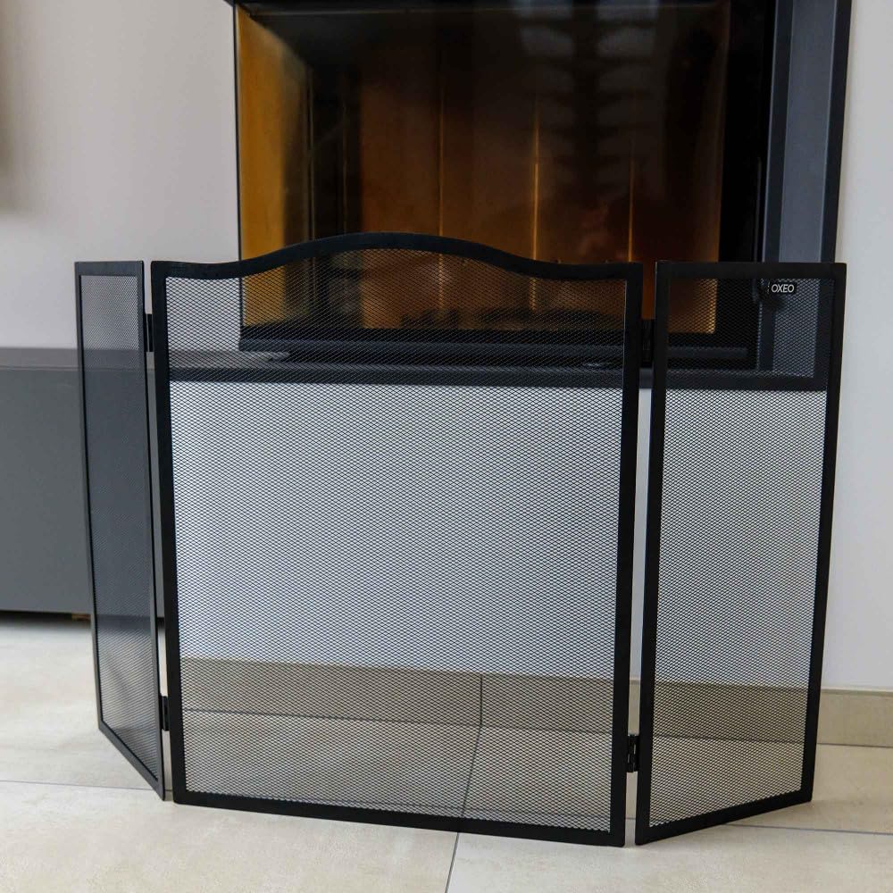 Grille de protection cheminée - Pare feu cheminée - Pliable 3 panneaux - Longueur 96cm - Hauteur 58cm - Acier