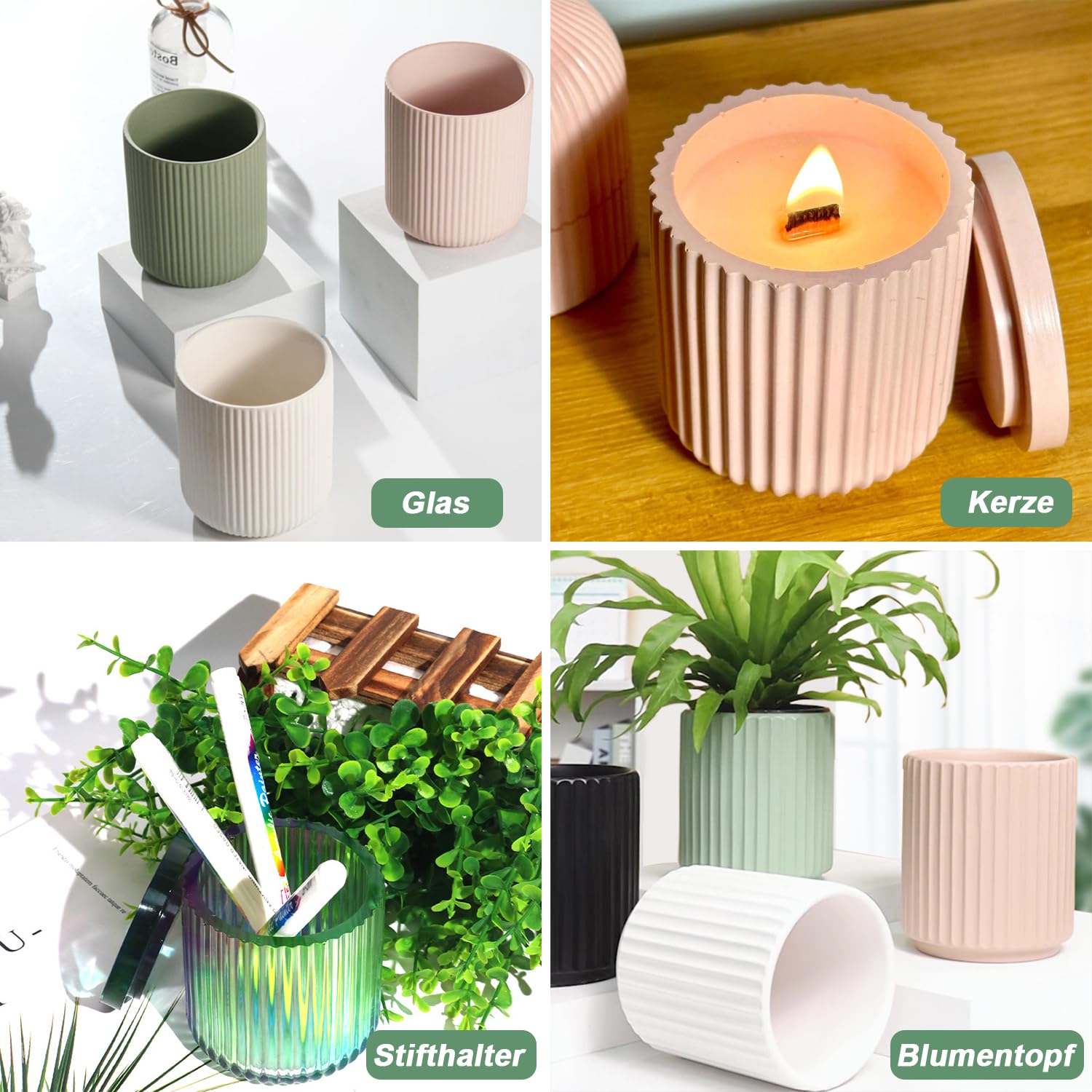 Stampi In Silicone Per Vasi E Portacandele - 2 Pezzi Per Resina, Gesso O Cemento - Foto 9