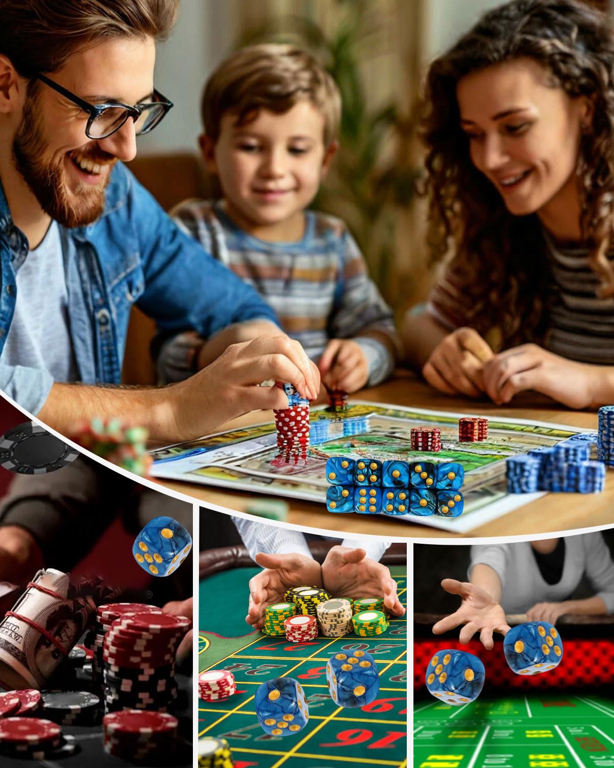 10 PCS Dadi,16mm D6 Dado Acrilici,Dadi Blu-Nero con Borsa di Stoffa,per Giochi da Tavolo,Ruolo,Tavolo,Lezioni di Matematica