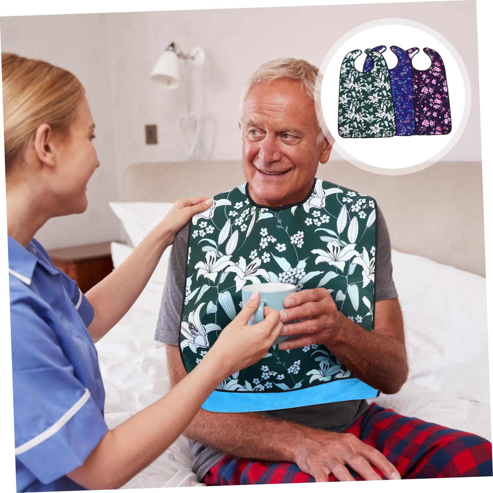 3 pezzi Bavaglini per Adulti Impermeabili in Regolabili e Riutilizzabili per Anziani e Persone Disabili Protezione Abbigliamento Macchia per Pasti Facili e Puliti