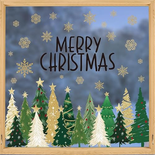 Miniatura 21 de Horaldaily 221 calcomanías de Navidad para ventana, bolas de Navidad, ramas de nieve para el hogar, suministros de fiesta, tienda, ventana