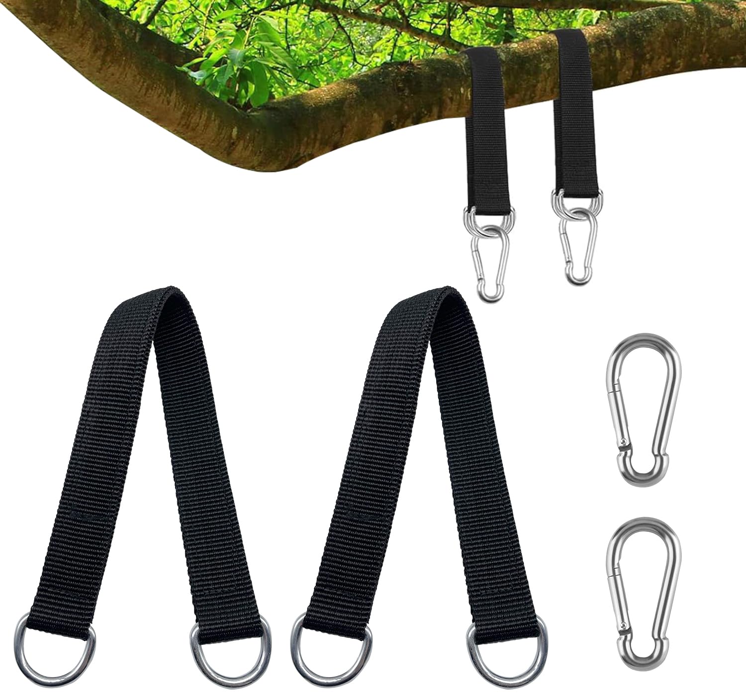 Kit Fissaggio Per Altalena E Amaca - 2 Cinghie Con Moschettoni - Facile Installazione Senza Fori - Foto 10