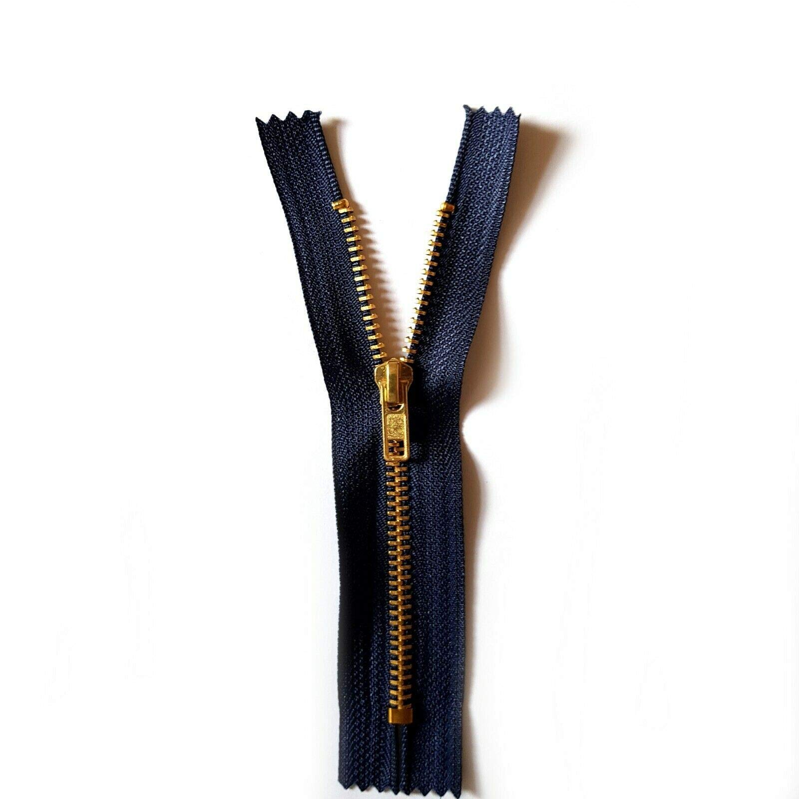 Soladirect Navy Blue 8Cm Zip Zipper For Trousers Jeans Handbag - No 4 Brass Closed End