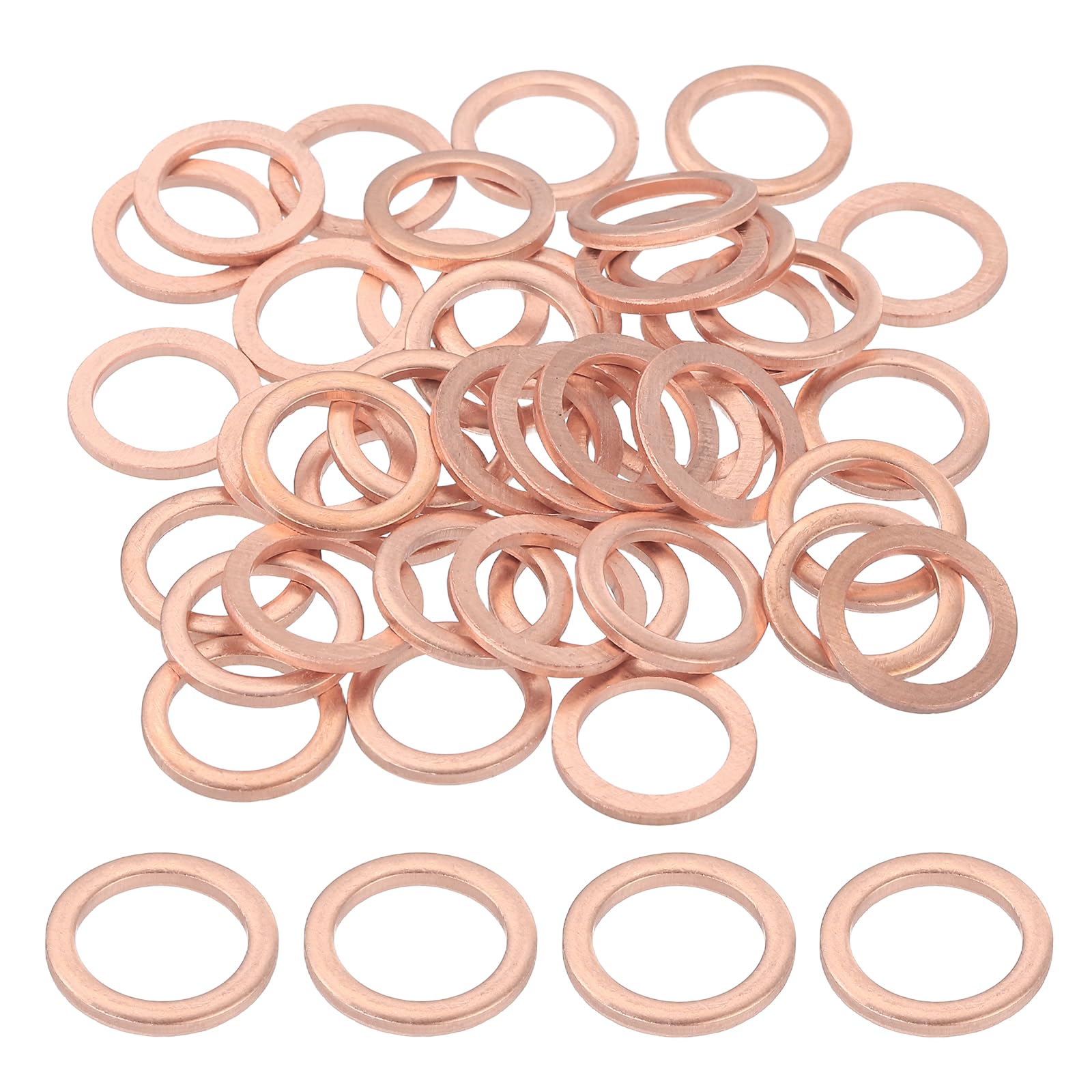 PATIKIL M12 Copper Flat Washers, (16mm OD 1mm Thick) (66 Pcs), Sealing Ring Automotive Drain Plug Gaskets Flat Oil Crush Washer Spacers, Suit for - Fasten Screws/Faucets โ image 1