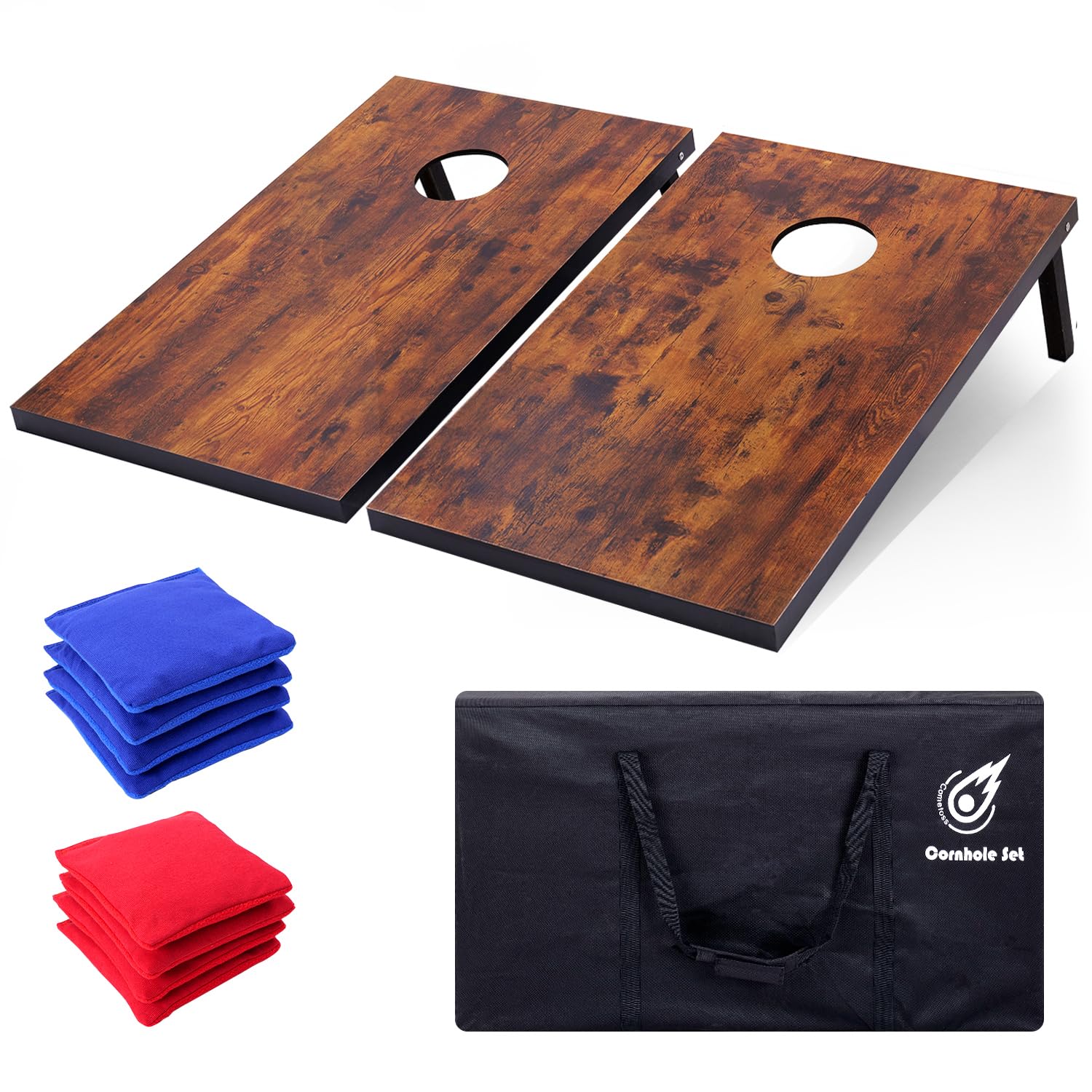 Cornhole Outdoor Game 3'x2' and 4'x2' Cornhole Board Set-Includes 2 MDF Wood Boards and 8 Corn Hole Bean Bag Cornhole Set.