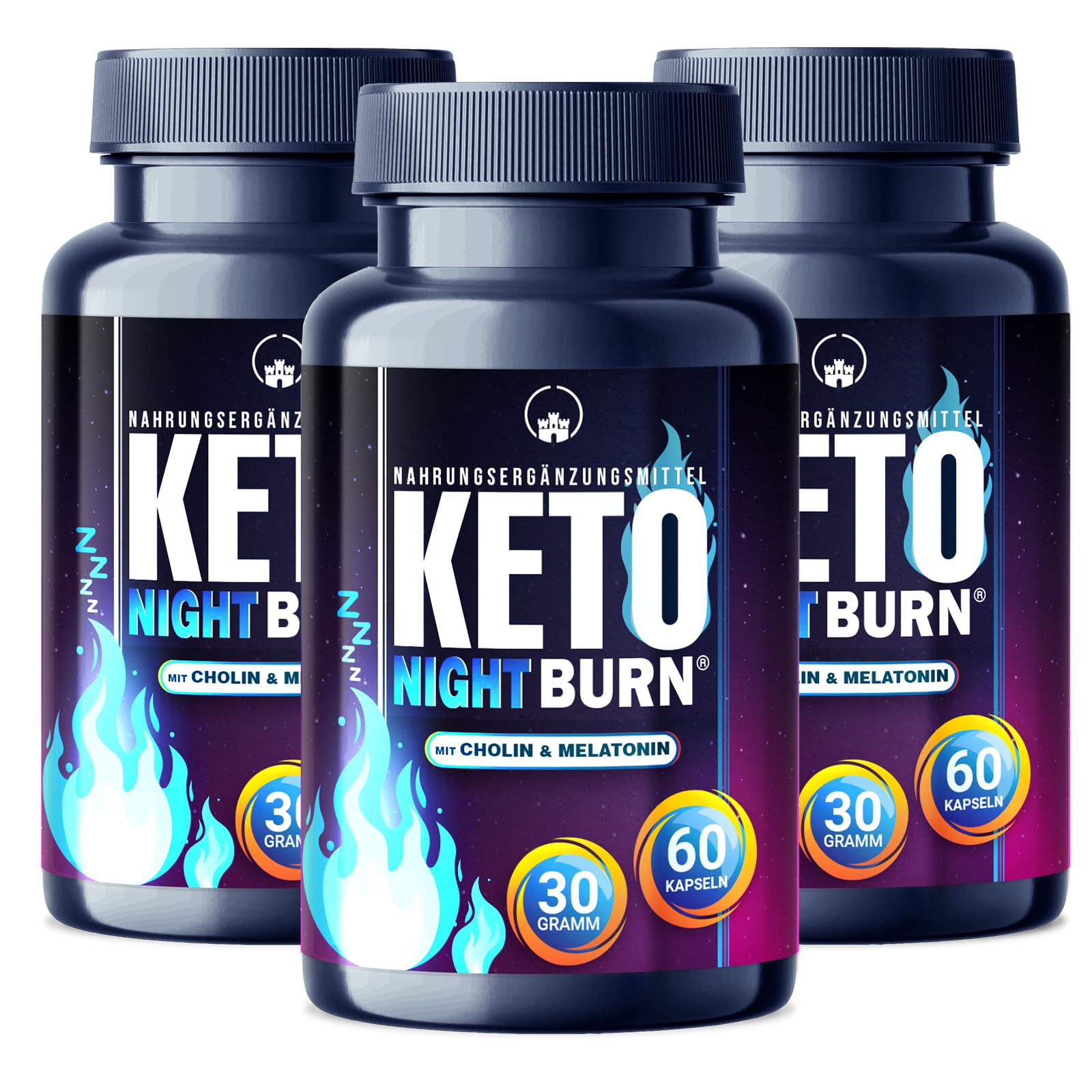 NEU: Saint Nutrition® KETO NIGHT BURN 3er Variante mit Melatonin 0,5 mg und Cholin für die Nacht – schnell & endlich - verbesserte Formel für Frauen + Männer