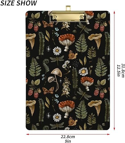 Miniatura 3 de Portapapeles de hongos, diseño de moda, tamaño carta, portapapeles de plástico para estudiantes, niños, mujeres y hombres, tablero de clip acrílico