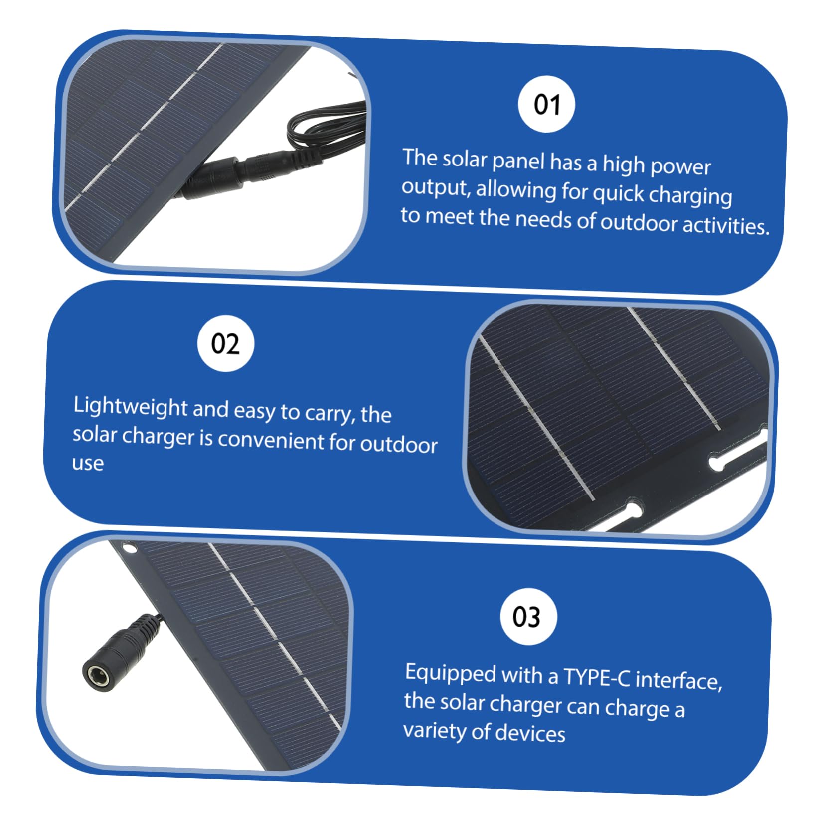 Gogogmee Solar Panel Flexible 30w Solar Battery Charger for Camping Hiking Outdoor Type-c
