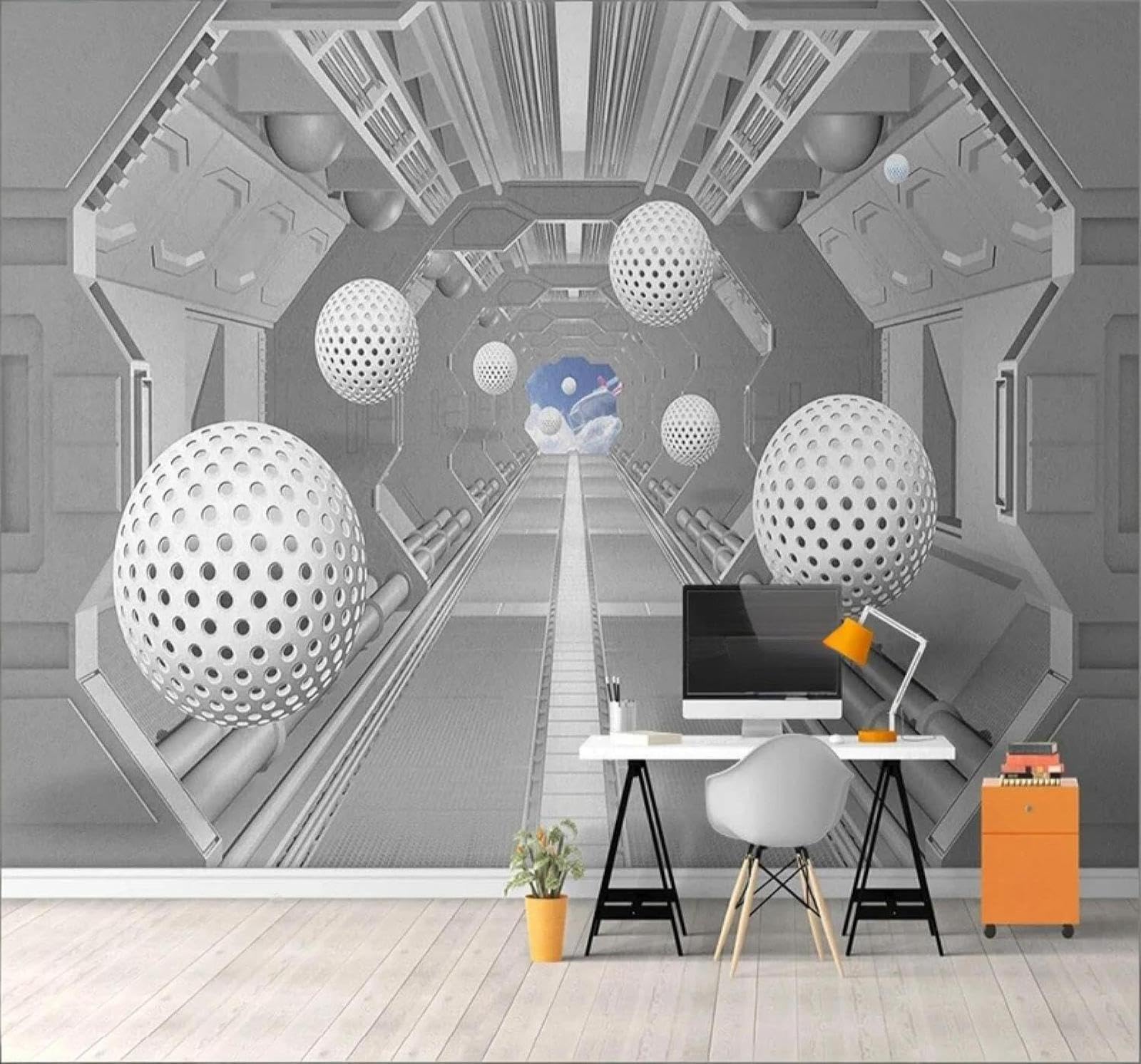 XLMING Creative Three Dimensional Spherical Spaceship Universe 3D Wallpaper Luxury Home Dining Decor Paste Sofa Living Room The Wall for Bedroom Mural-250cm×170cm