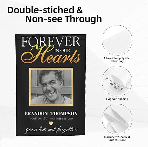 Miniatura 8 de Bandera conmemorativa personalizada, banderas conmemorativas personalizadas para jardín en memoria amorosa con nombre de foto, fecha para decoración