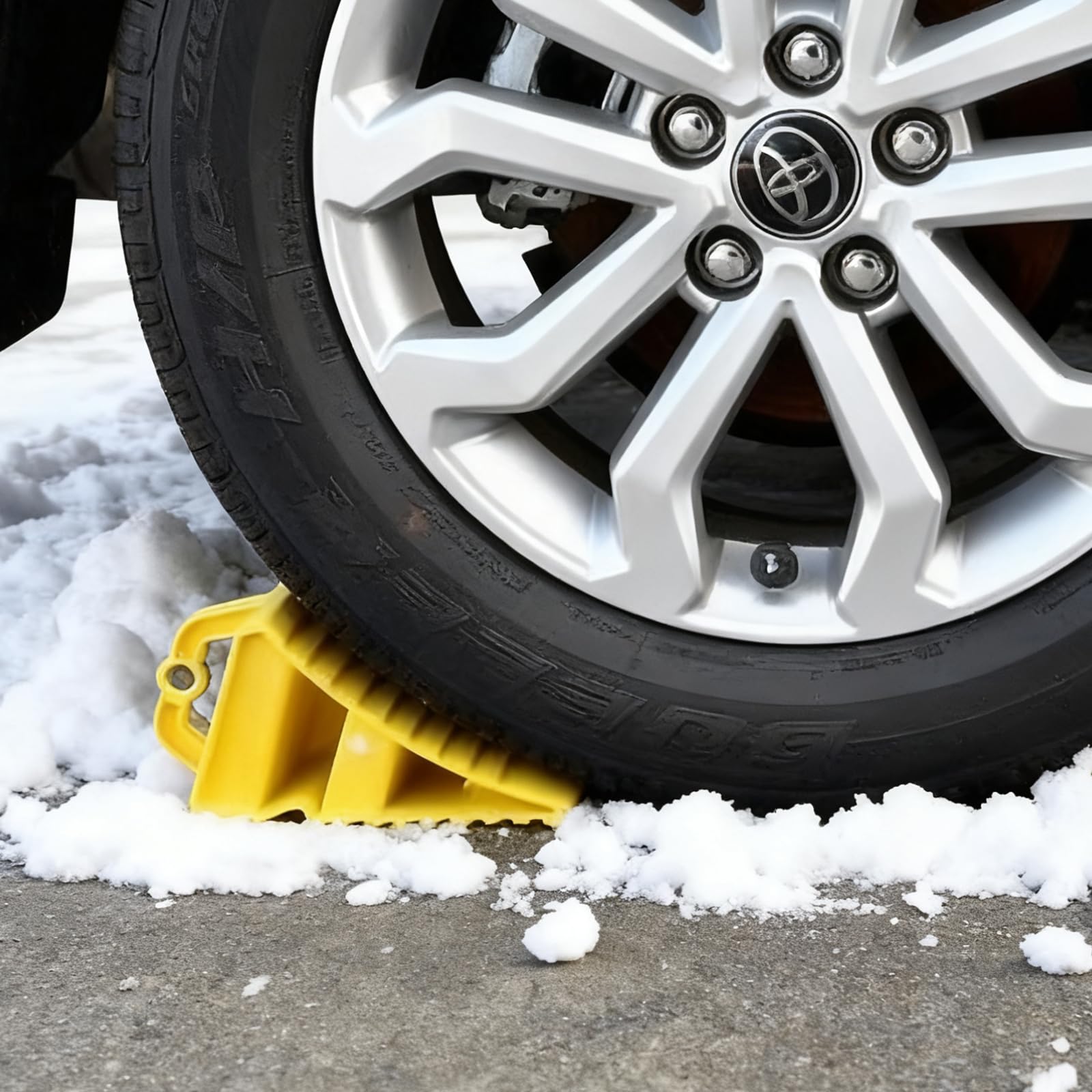 2 pezzi cunei fermaruota per auto: 15 x 10 cm, antiscivolo, portatili, cunei fermaruota per rimorchio, cunei fermaruota gialli con maniglia, cunei fermaruota per camper, cuneo fermaruota in