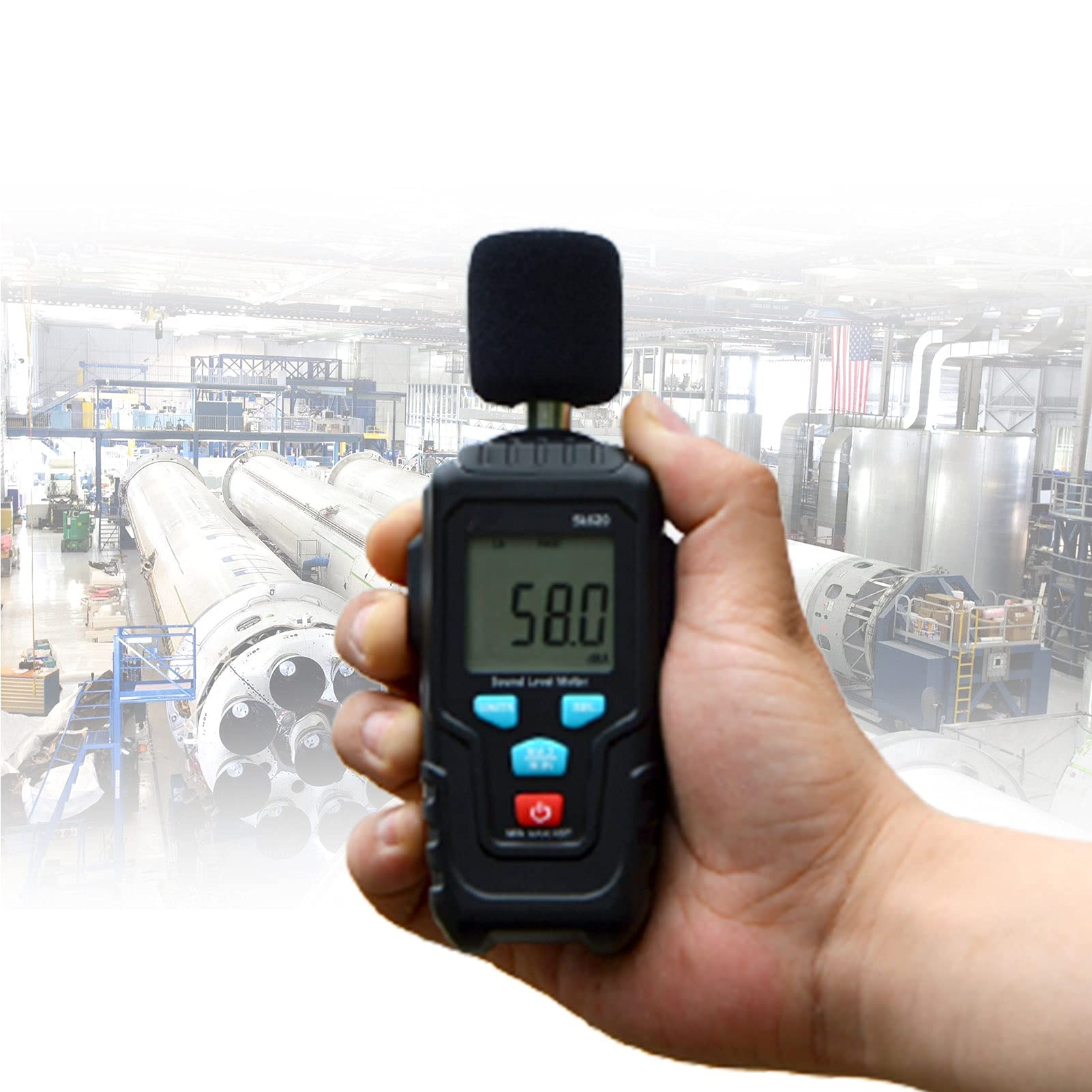 Sonómetro digital portátil, con retención de datos (máx./mín./retención), comprobador ruido LCD, rango 35 a 135 dB decibeles