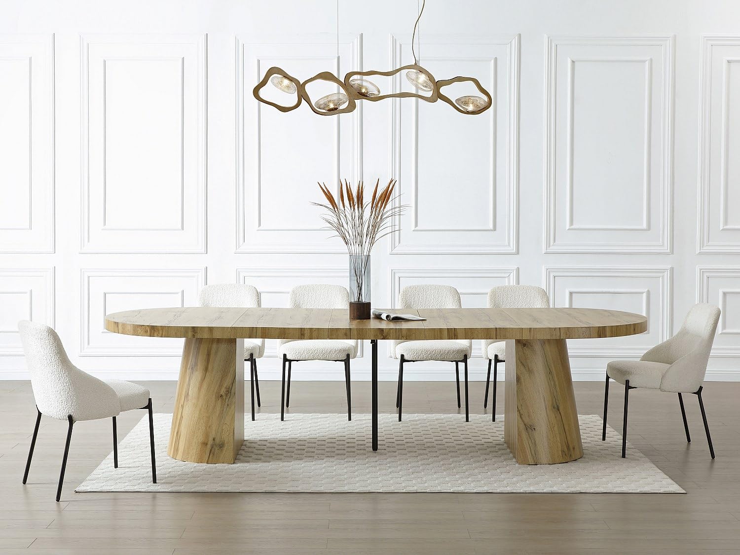Vente-unique - Table à Manger Extensible 6 à +12 Personnes en MDF - Naturel Clair - CLOEVA