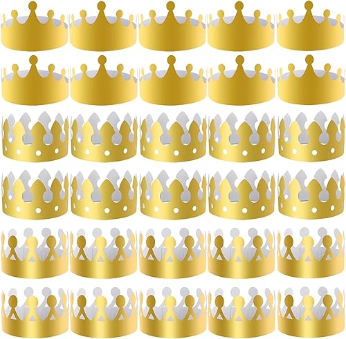 Miniatura 1 de SIQUK 27 piezas de corona de papel dorado para fiesta y celebración