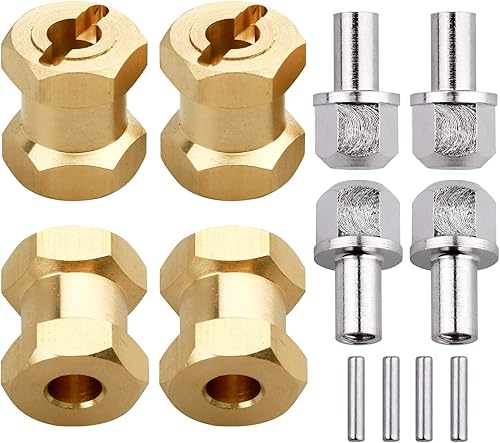 Vista 7 de Buje hexagonal RC de 0.472 in, ruedas de latón, concentradores hexagonales, adaptador de unidad hexagonal, espaciadores para 1/10 RC Crawler Axial