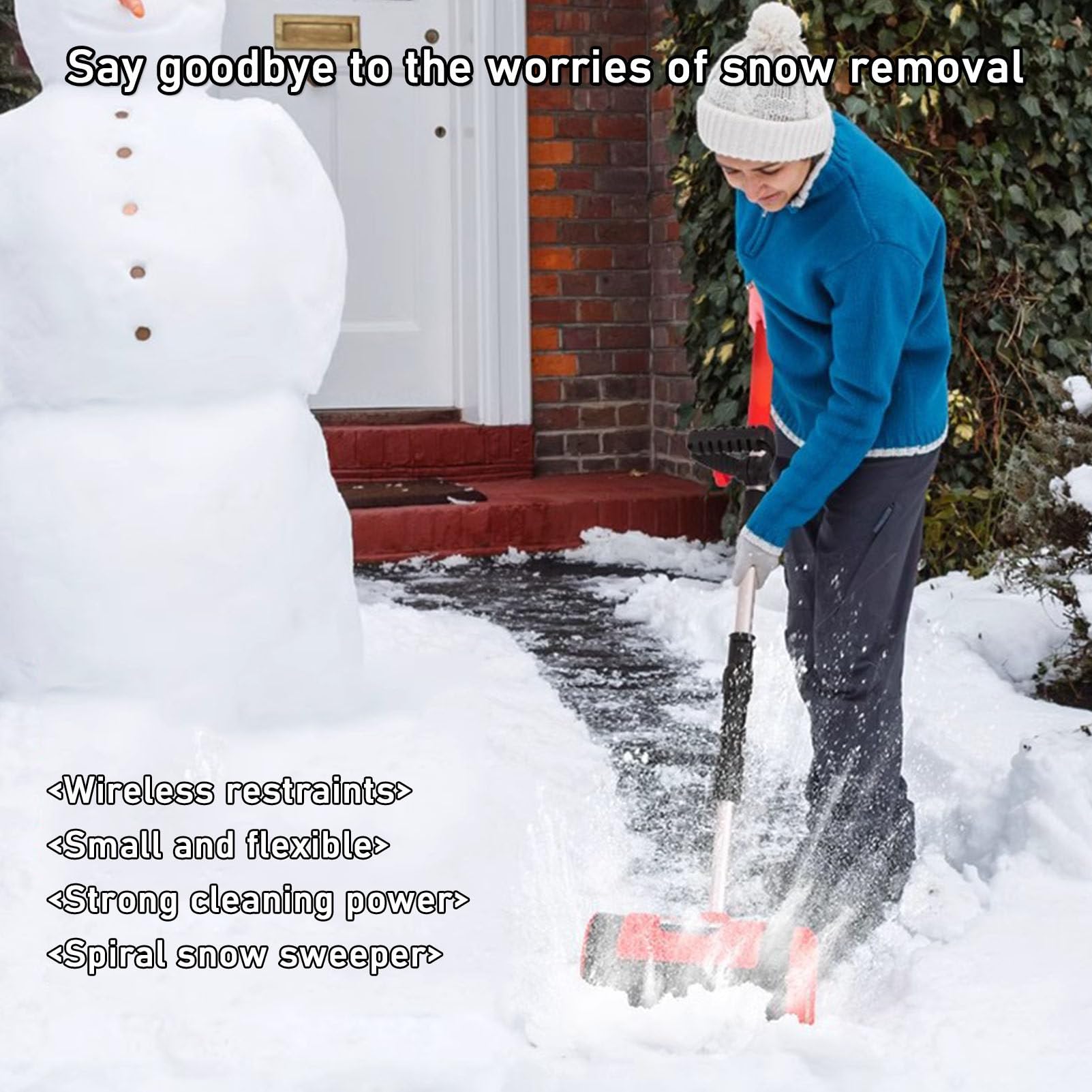 Pala da neve elettrica senza fili, larghezza 32 cm, spazzaneve a batteria con 2 batterie e caricabatterie rapido, piccolo strumento per la pulizia della neve per terrazze, ponti, marciapiedi,2Battery
