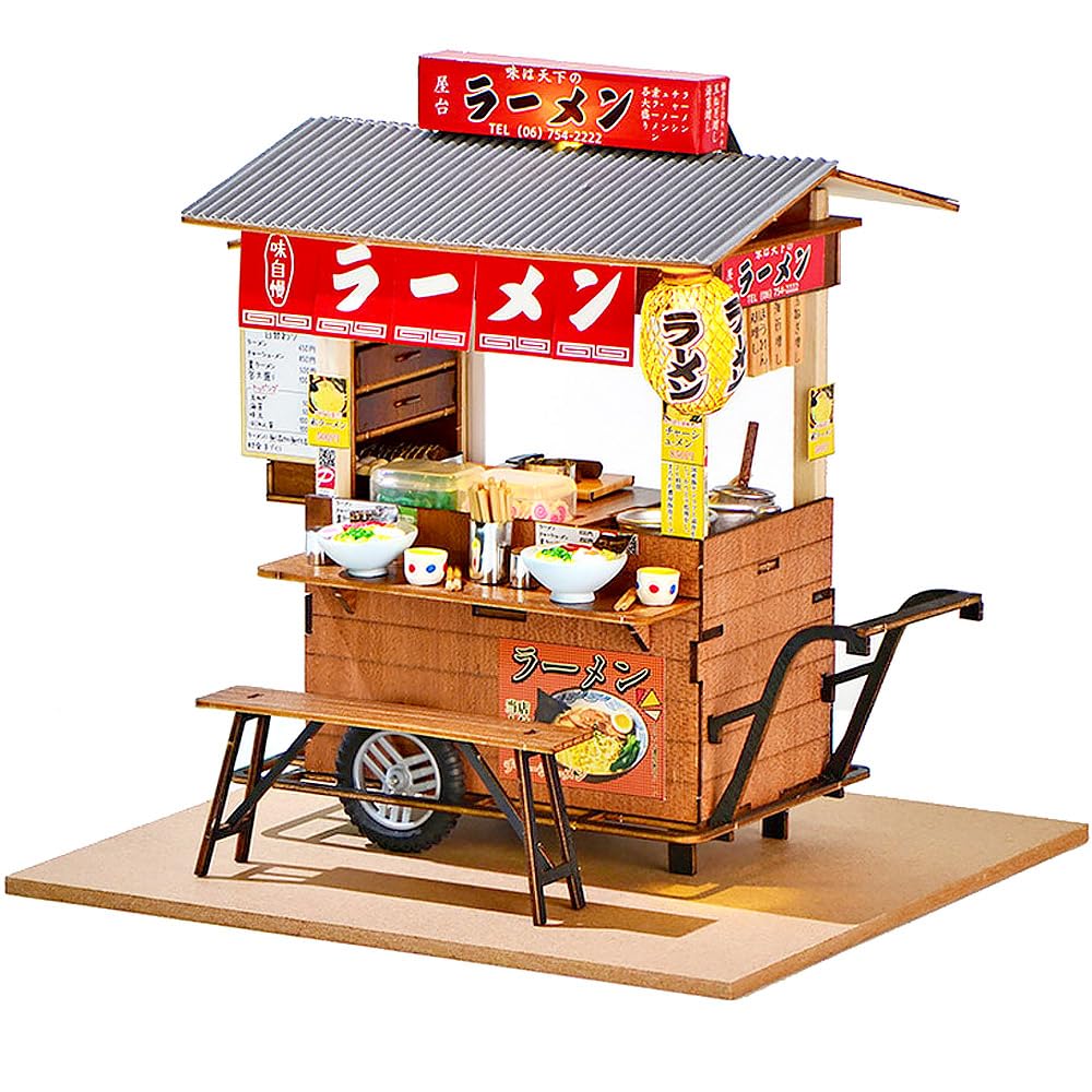 Moin Moin Miniature Dollhouse DIY Kit Japanese Ramen Shop LED Handmade Wood