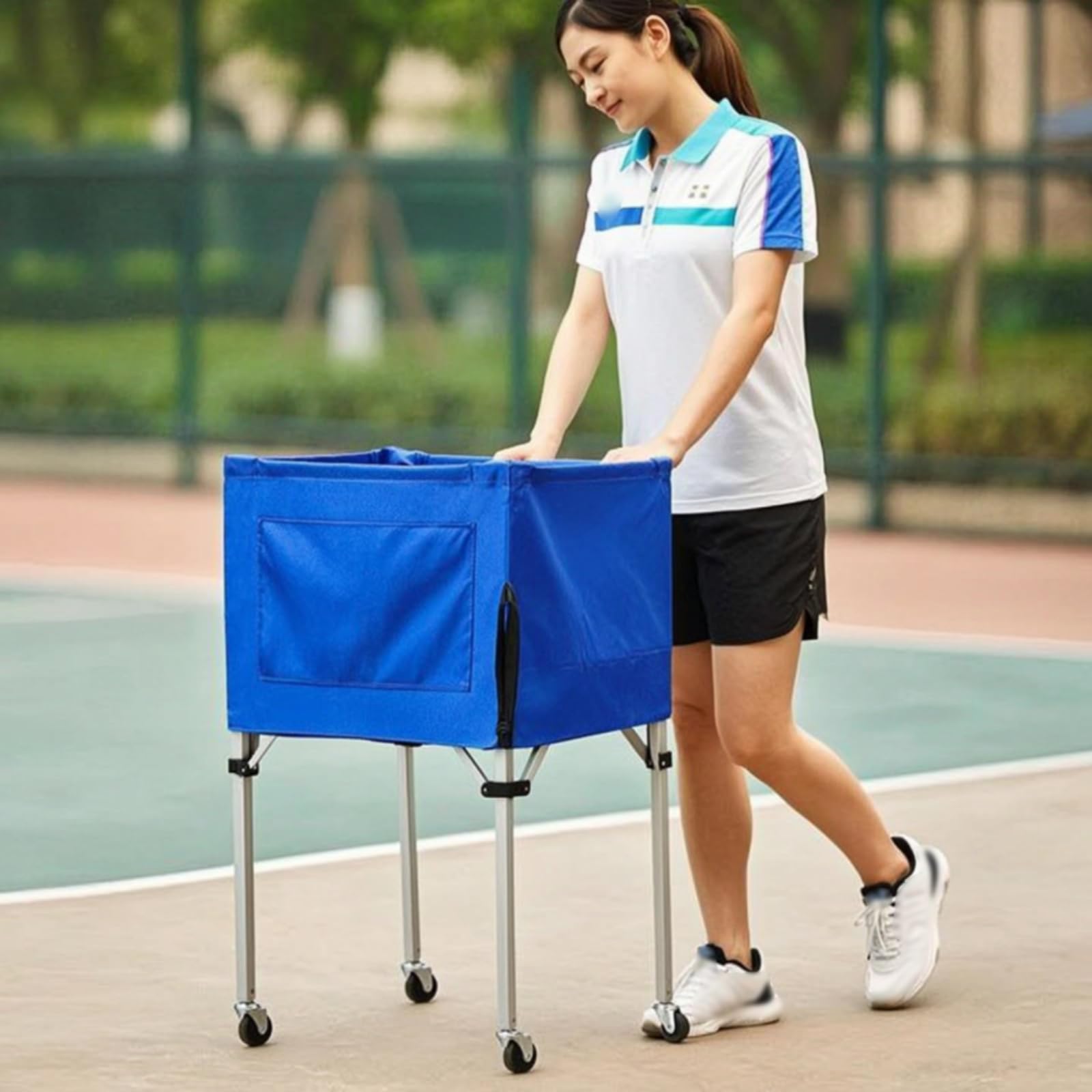 Telaio con Ruote Tramoggia da Tennis Portatile Attrezzatura Sportiva per Allenatori, Associazioni Sportive Sportivi