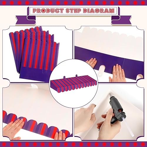 Miniatura 55 de Boao Paquete de 4 toldos de circo para decoración de toldo de cartón con rayas 3D, decoración de pared de carnaval, recuerdos de fiesta de circo