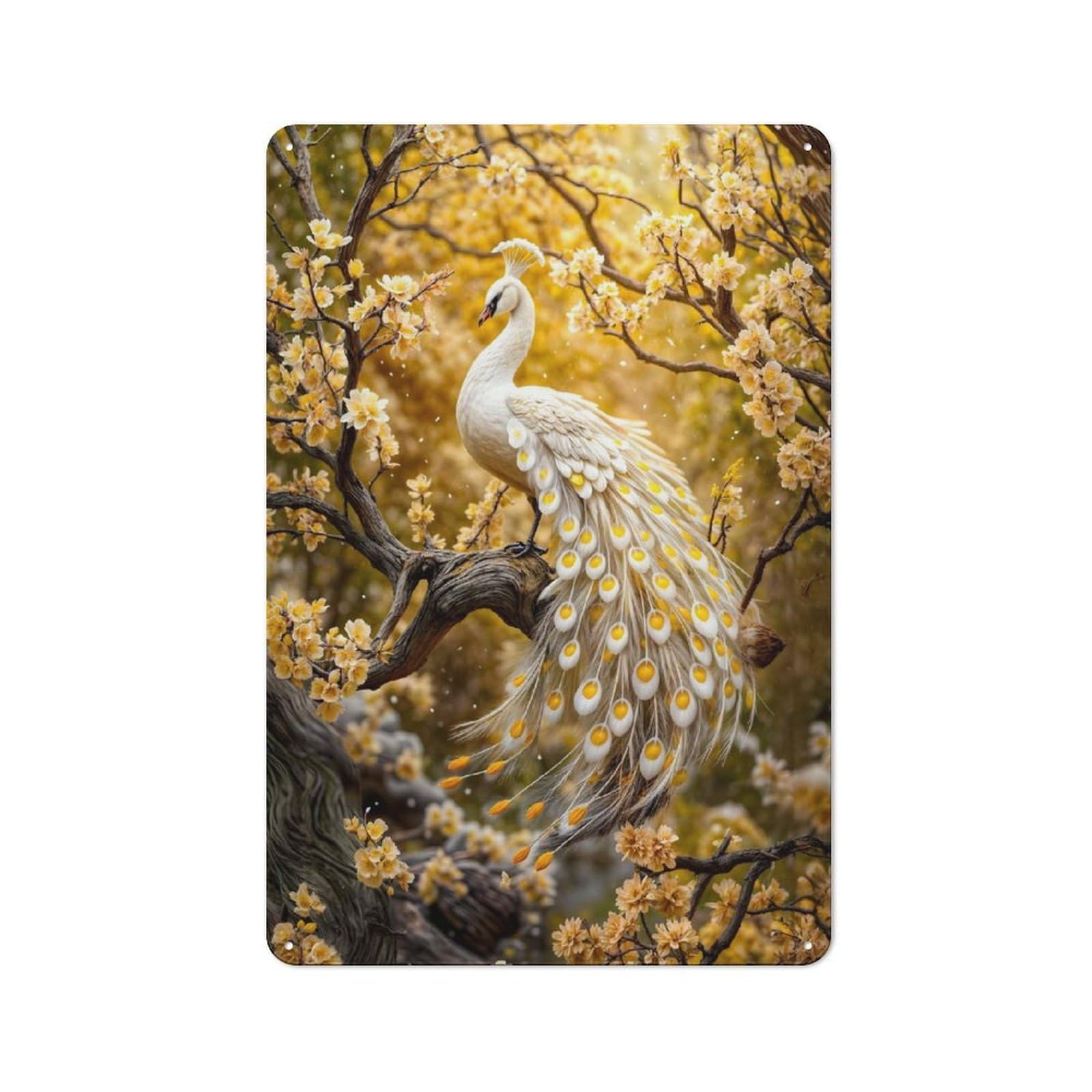Junmoney Majestic Peacock In Bloom Retro Metal Sign With Design 30X20cm, Classic Nostalgic Wall Art For Bedroom, Office, Home Bar Or Dining Room