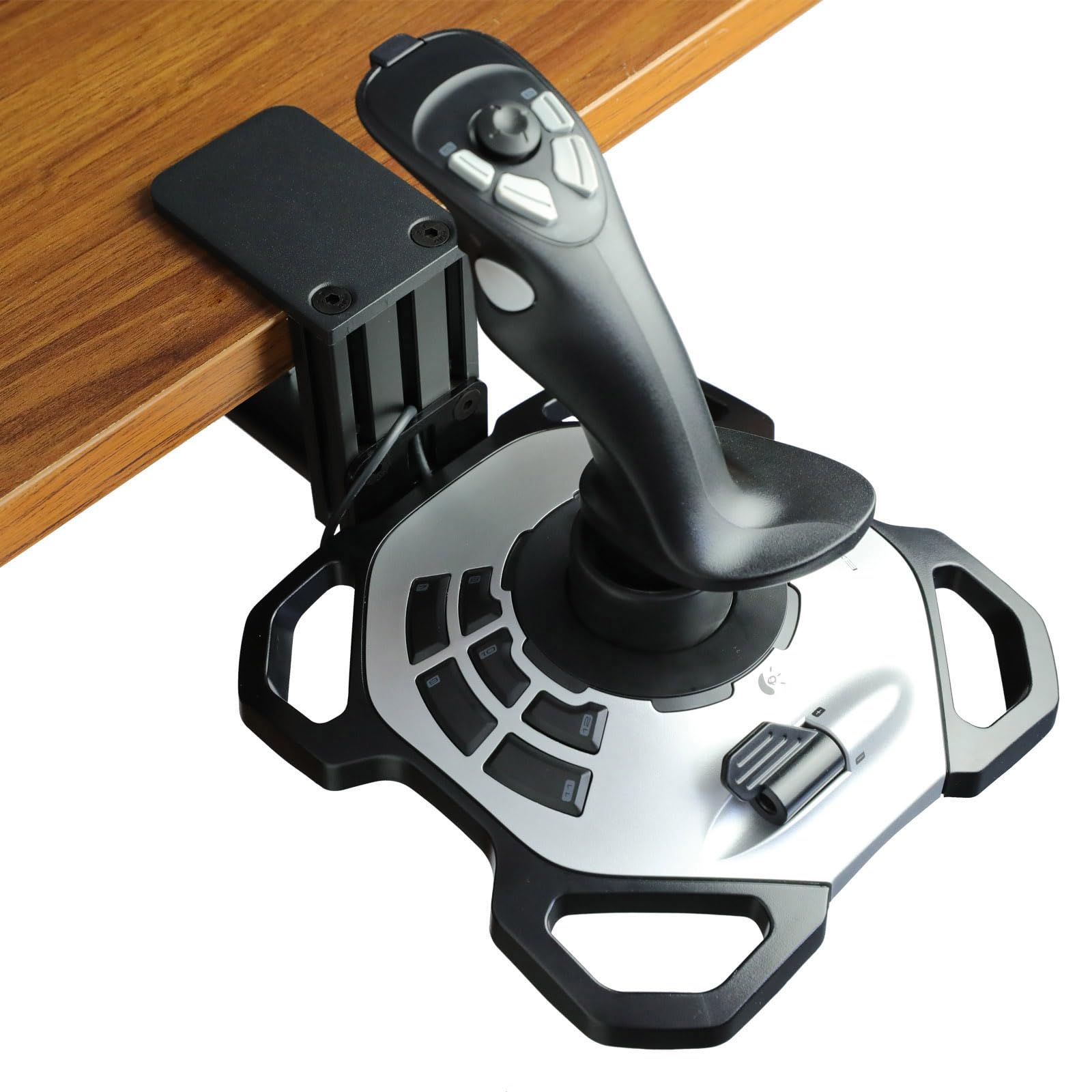 WELLMETE - Soporte de escritorio para joystick Flight Sim, compatible con Logitech G Extreme 3D PRO Joystick para ventanas, soporte ajustable de acero duradero para soporte de joystick de vuelo Hotas
