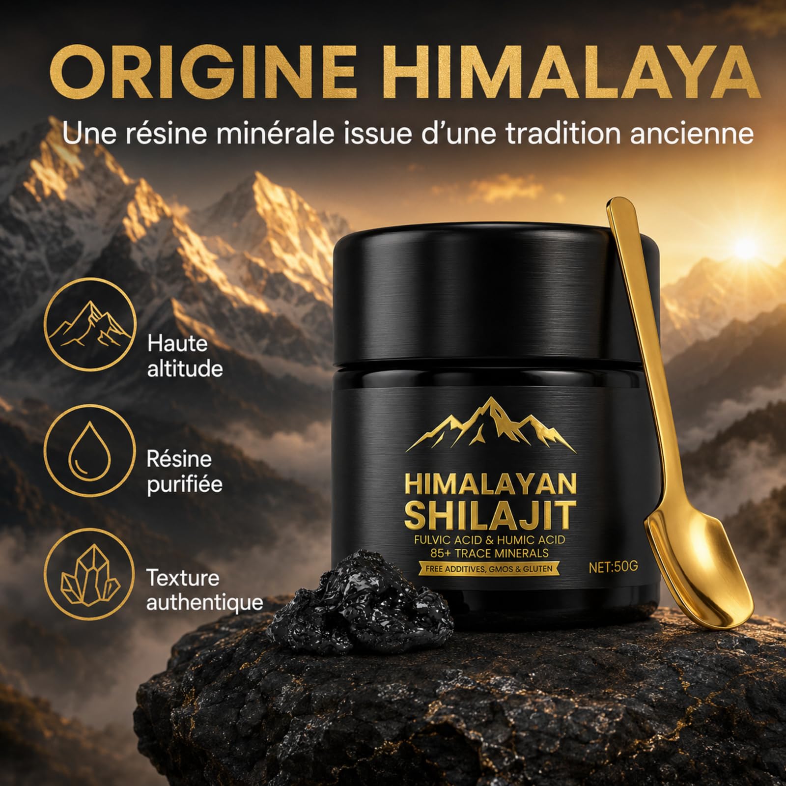 Shilajit Pure Himalaya Bio, 50g Shilajit Résine, Contient De 85 Minéraux | Naturels Supplément, Naturel Sans Et Absorbez Efficacement, Améliore l'Endurance Et La Vigueur Qui