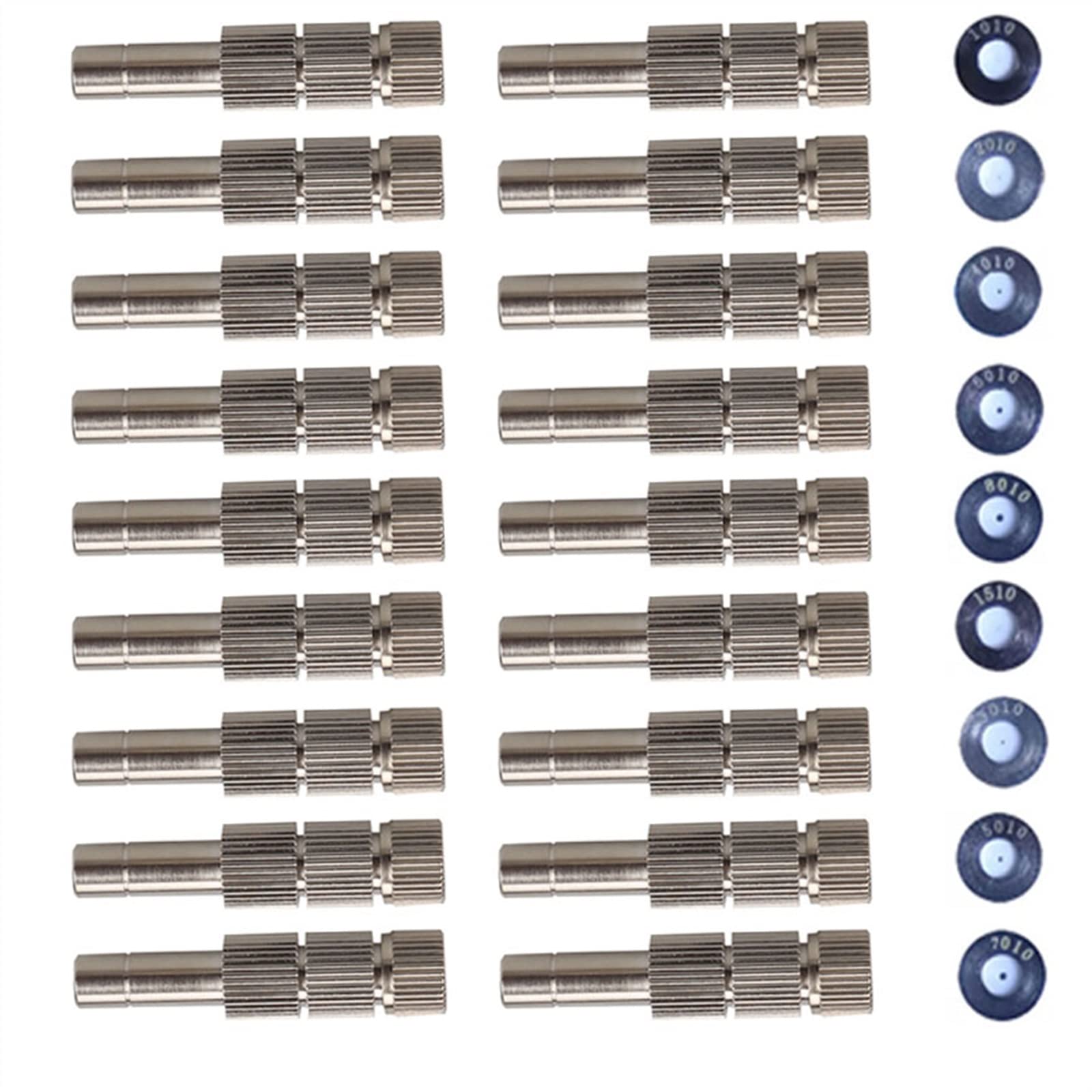 SOHNVWTGD 80PCS Cooling Brass Nozzles MicroMist Nozzle for Garden & Misting System, Low Pressure Fog Sprinkler with 6MM Connection(0.6mm)