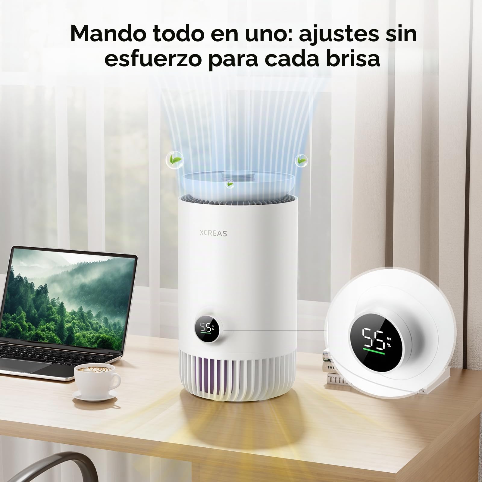 Combo de humidificador y purificador de aire 2 en 1, humidificador evaporativo 2 en 1 y filtro HEPA purificador de aire para dormitorio, relleno superior de tanque de 0.8 galones