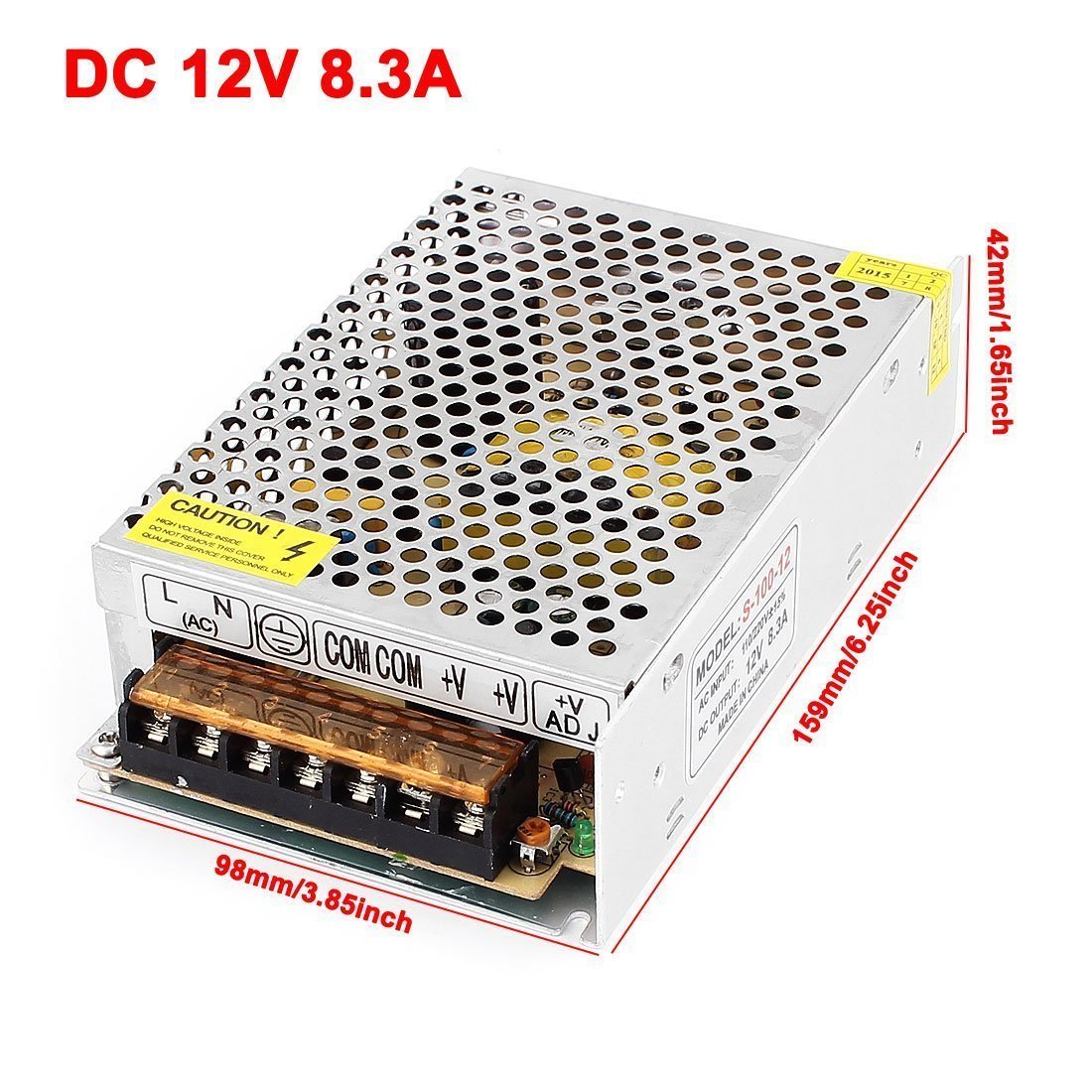 BW Controlador de fuente de alimentación de CA 110V/220V a CC 12V 8.3A 100W para tira de luz LED