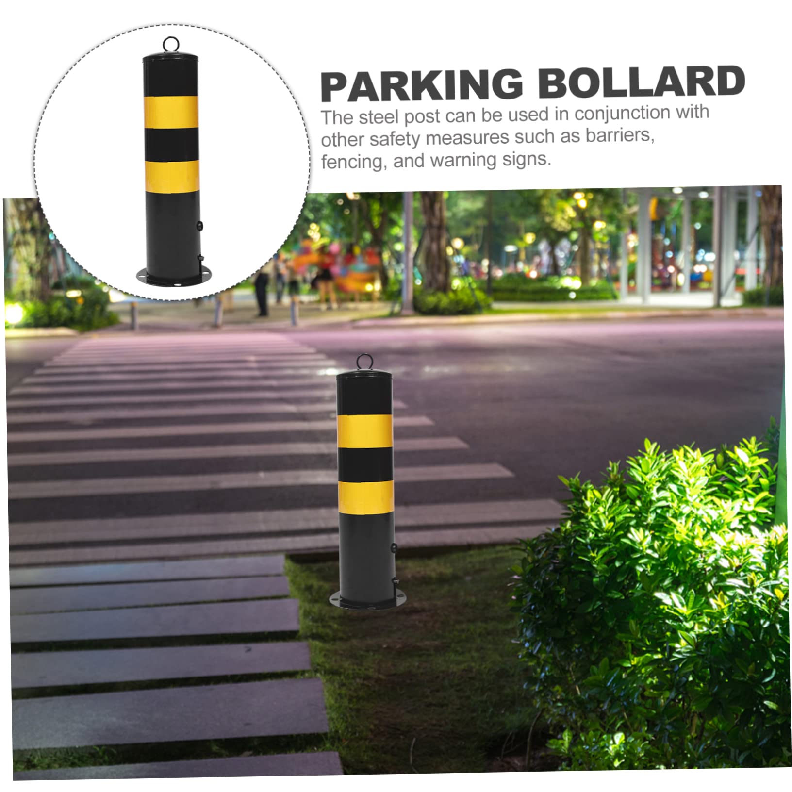 Poteau Parking en Acier Noir, Colonne D'avertissement, Barrière Allée
